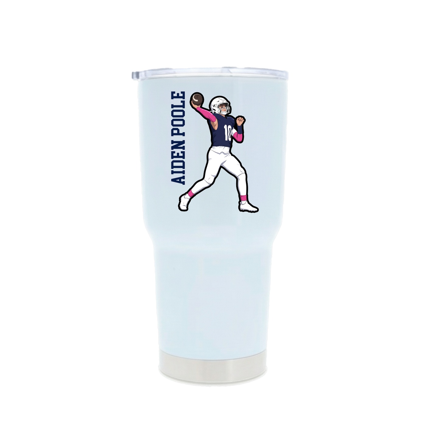 30oz Stainless Steel Tumbler — Name Vertical in White