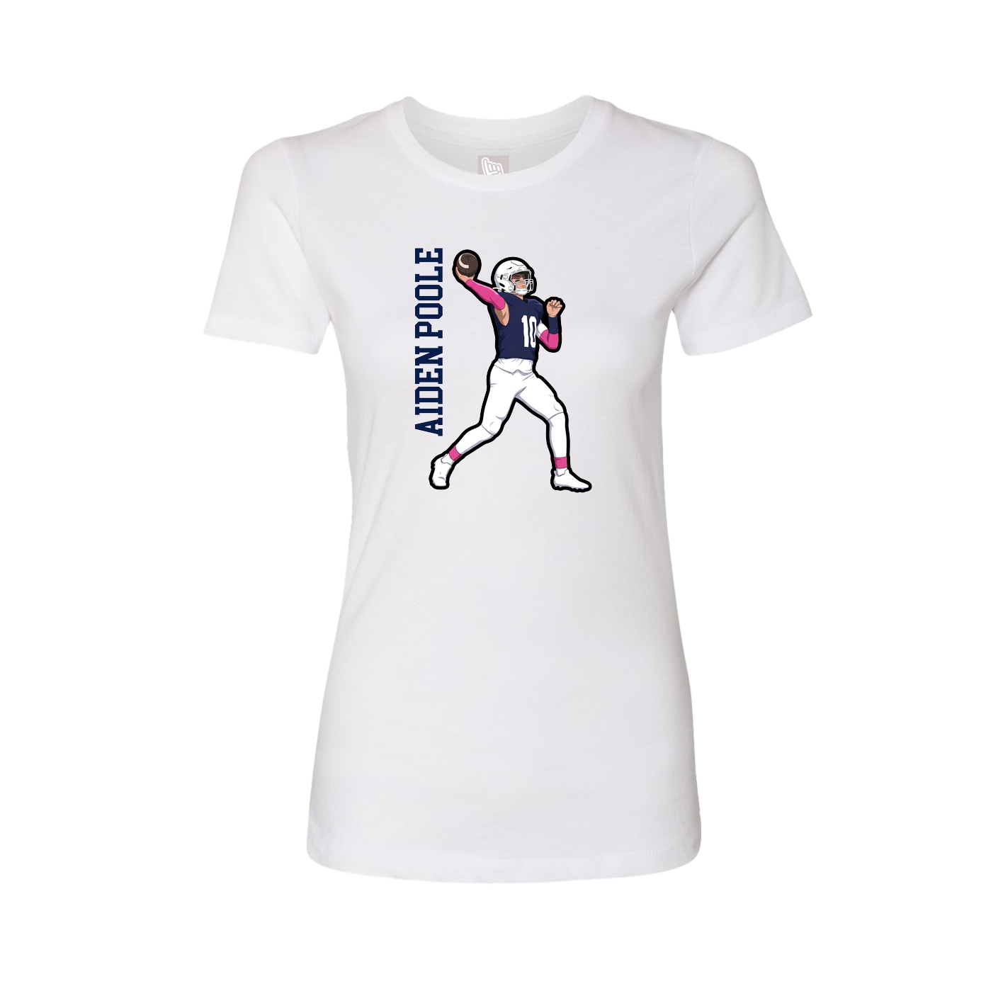 Fitted Women's Tee — Name Vertical in White