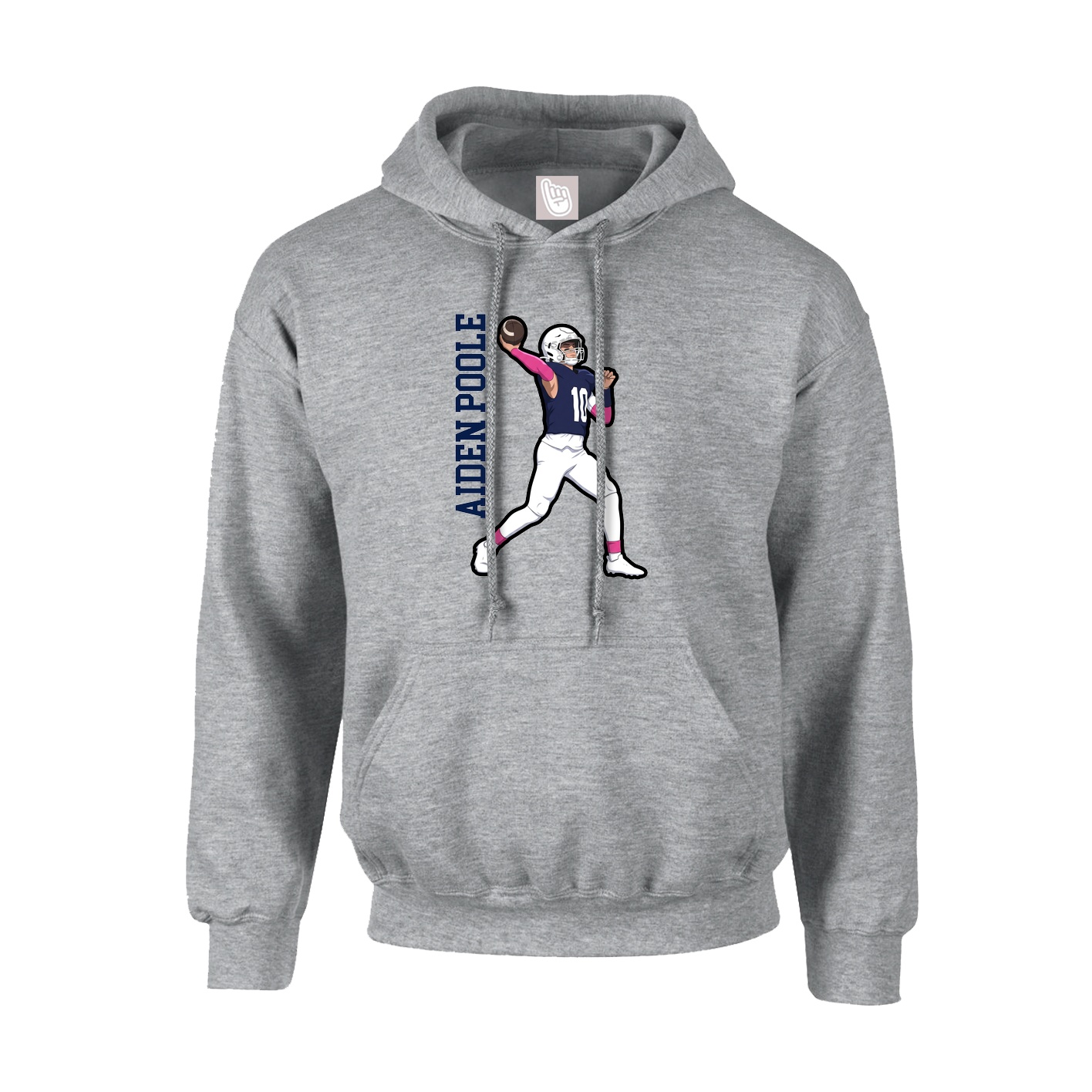 Hoodie — Name Vertical in Grey