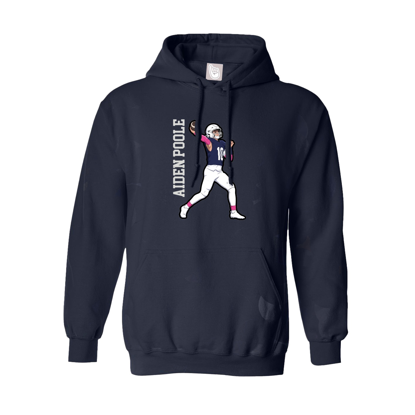 Youth Hoodie — Name Vertical in Navy
