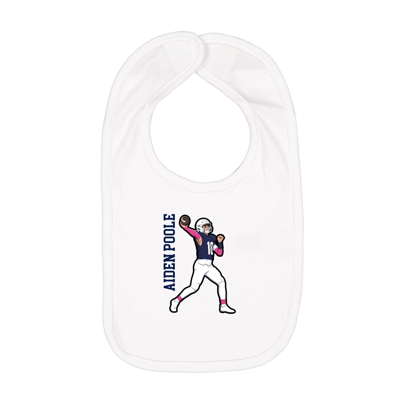 Infant Bib — Name Vertical in White