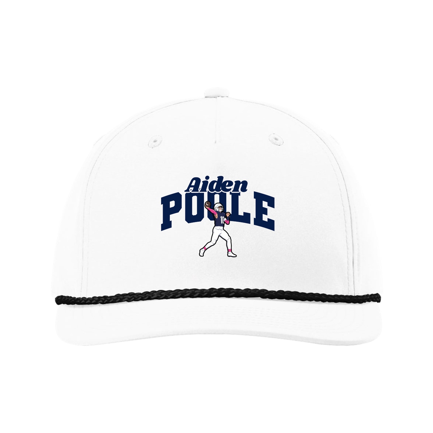 Five-Panel Classic Rope Cap — Signature Arch in White