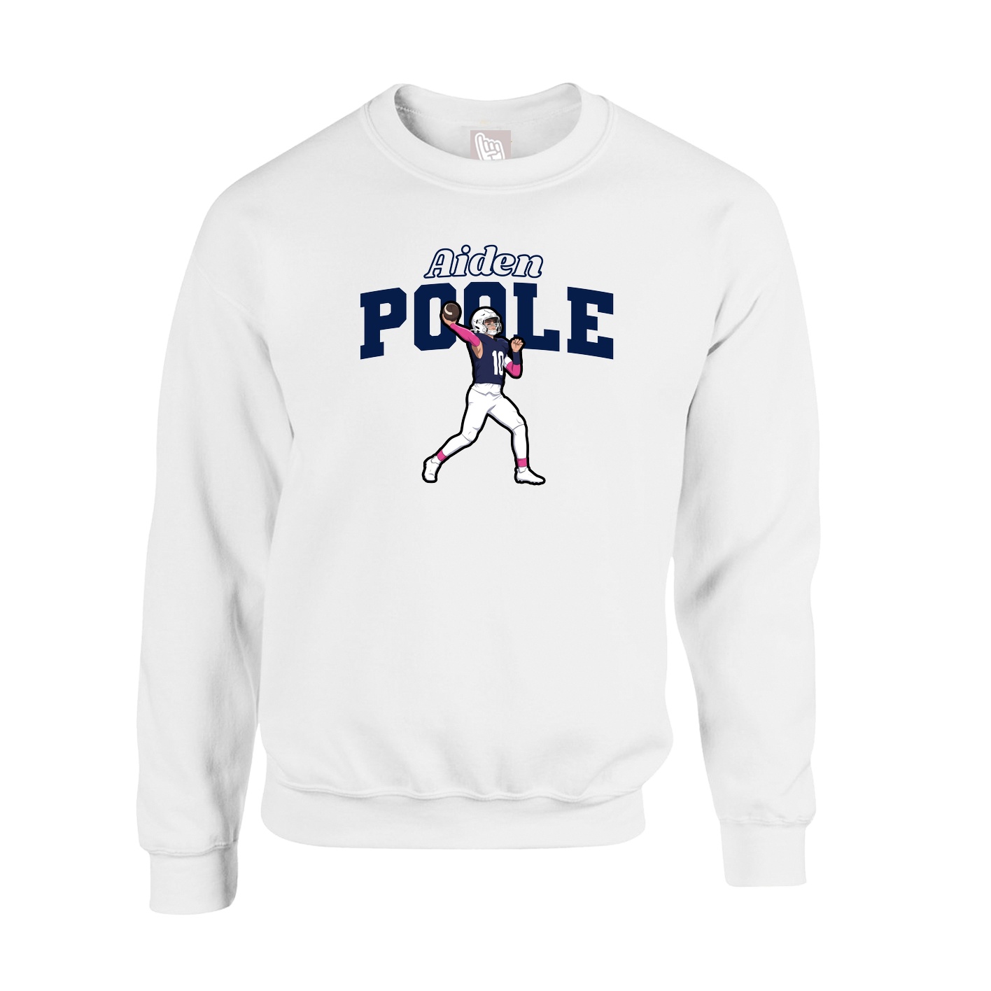 Fleece Crew — Name Arch in White