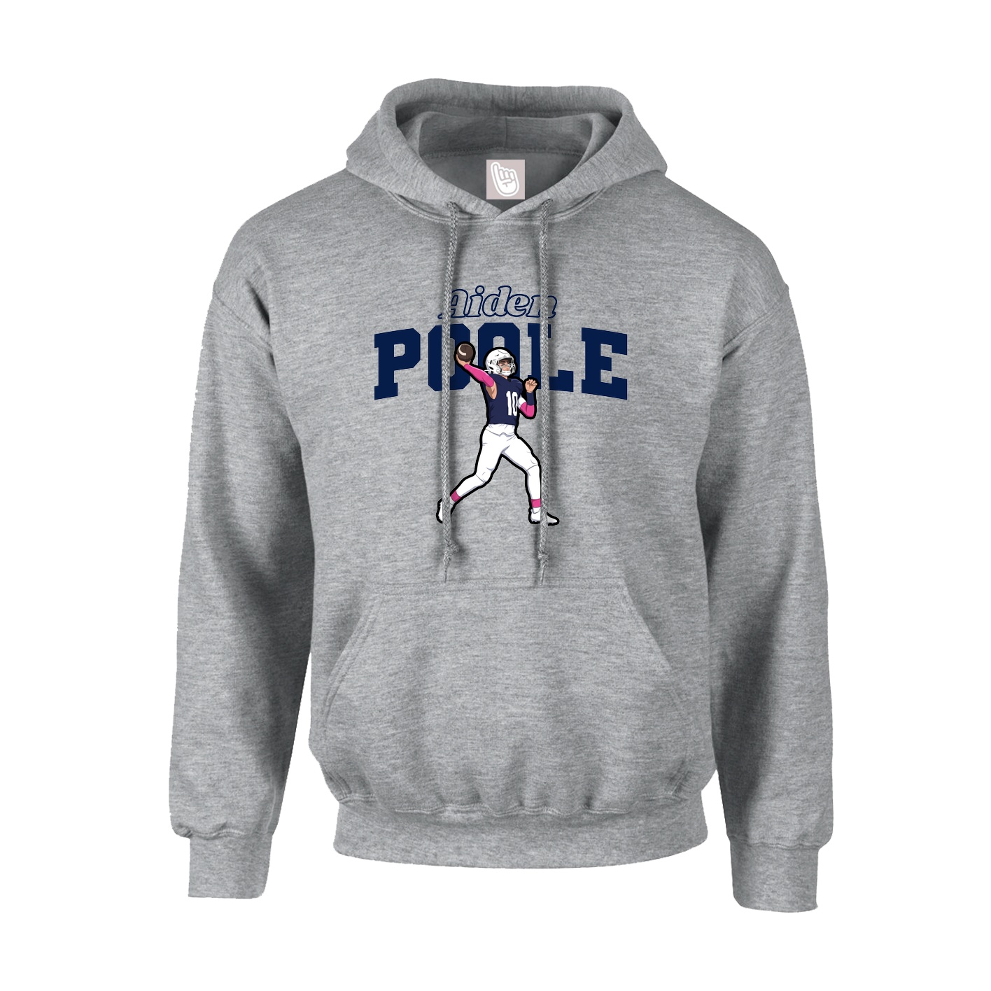 Youth Hoodie — Name Arch in Grey