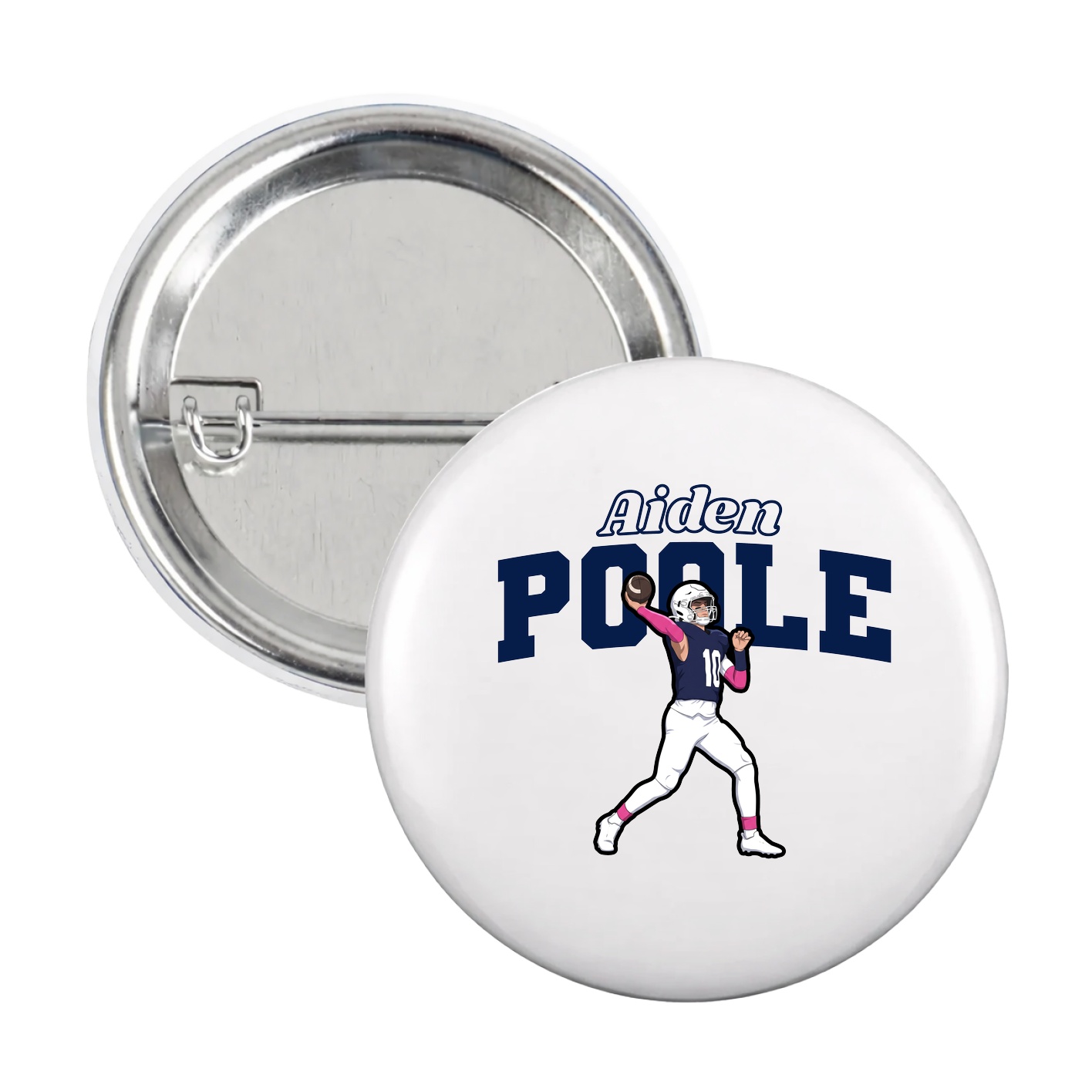 Game Day Button — Name Arch in White
