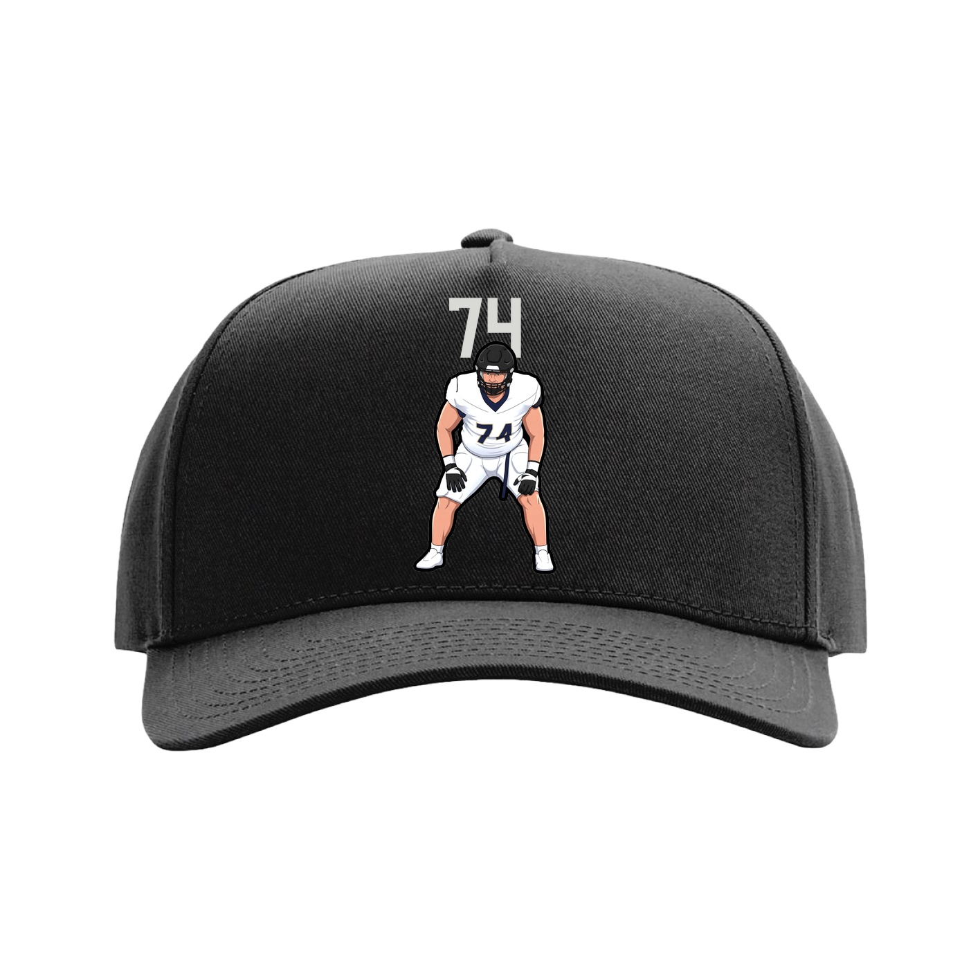 Full Fabric Five-Panel Champ Cap — Number Top in Black