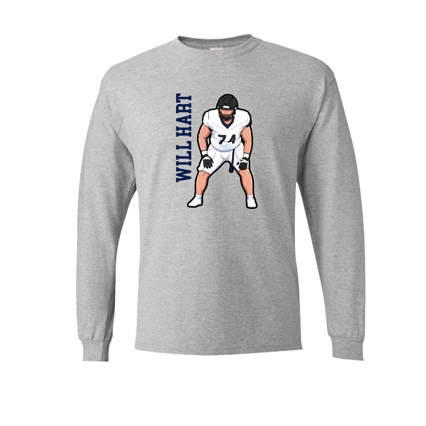 Long Sleeve Tee — Name Vertical in Grey