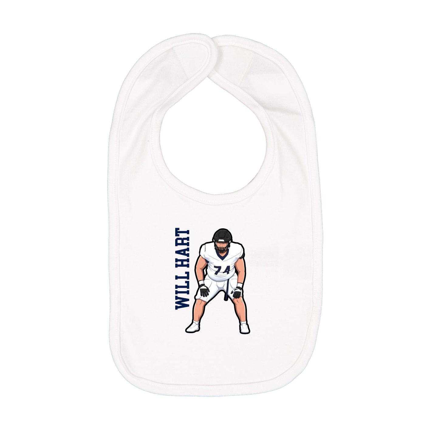 Infant Bib — Name Vertical in White