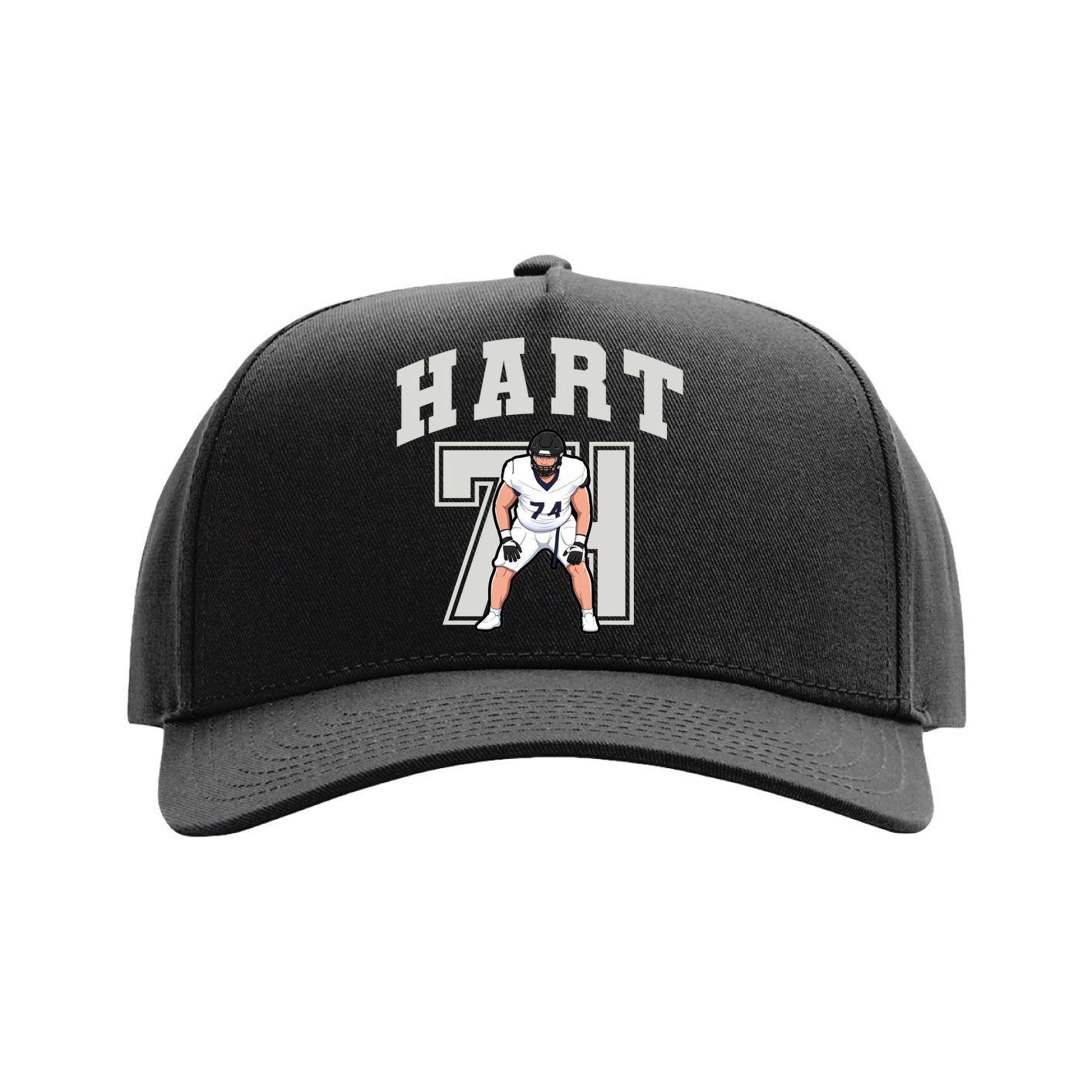 Full Fabric Five-Panel Champ Cap — Number in Black