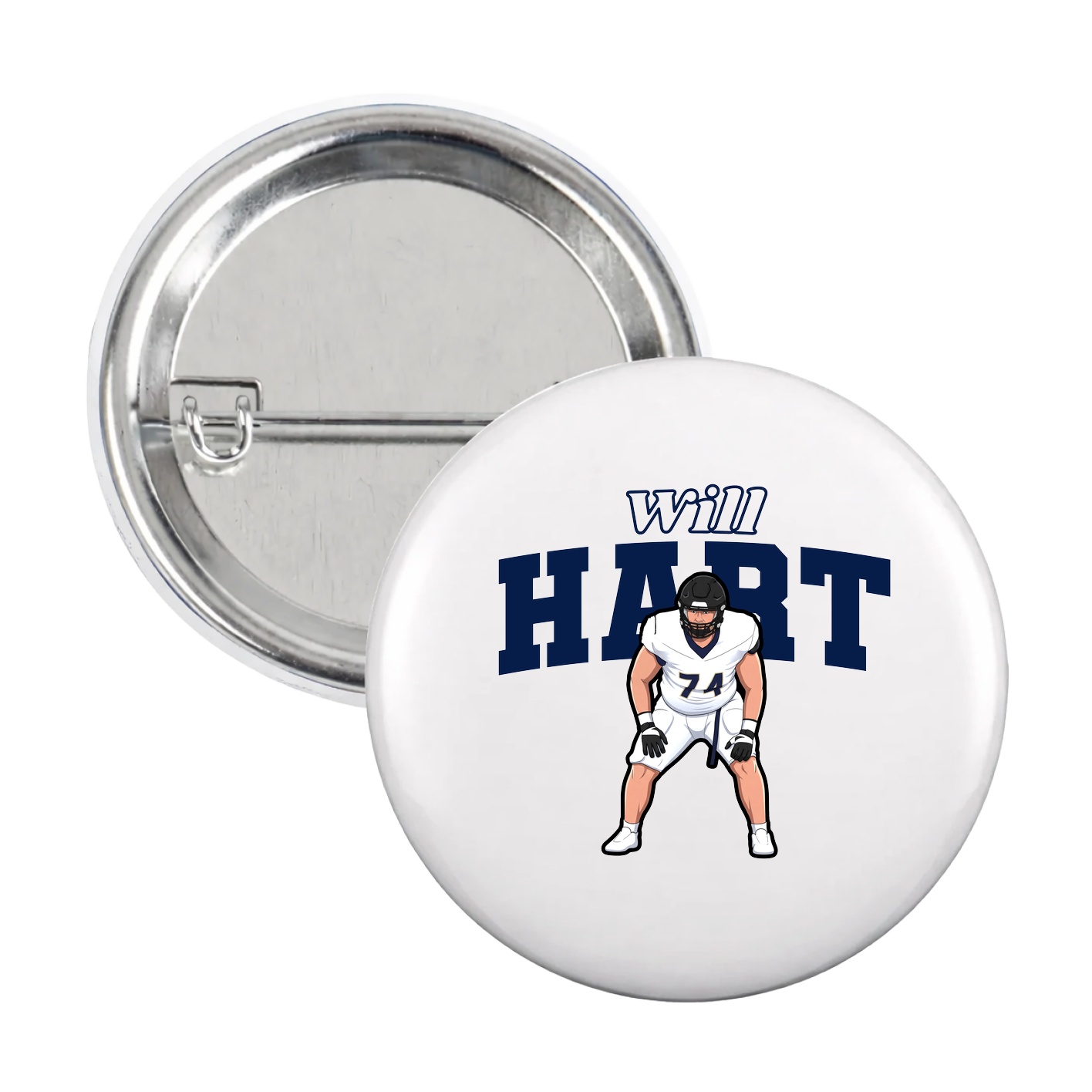 Game Day Button — Name Arch in White
