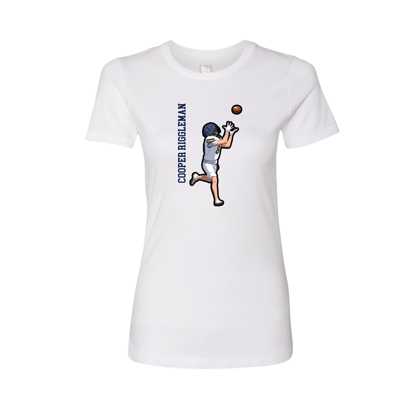 Fitted Women's Tee — Name Vertical in White