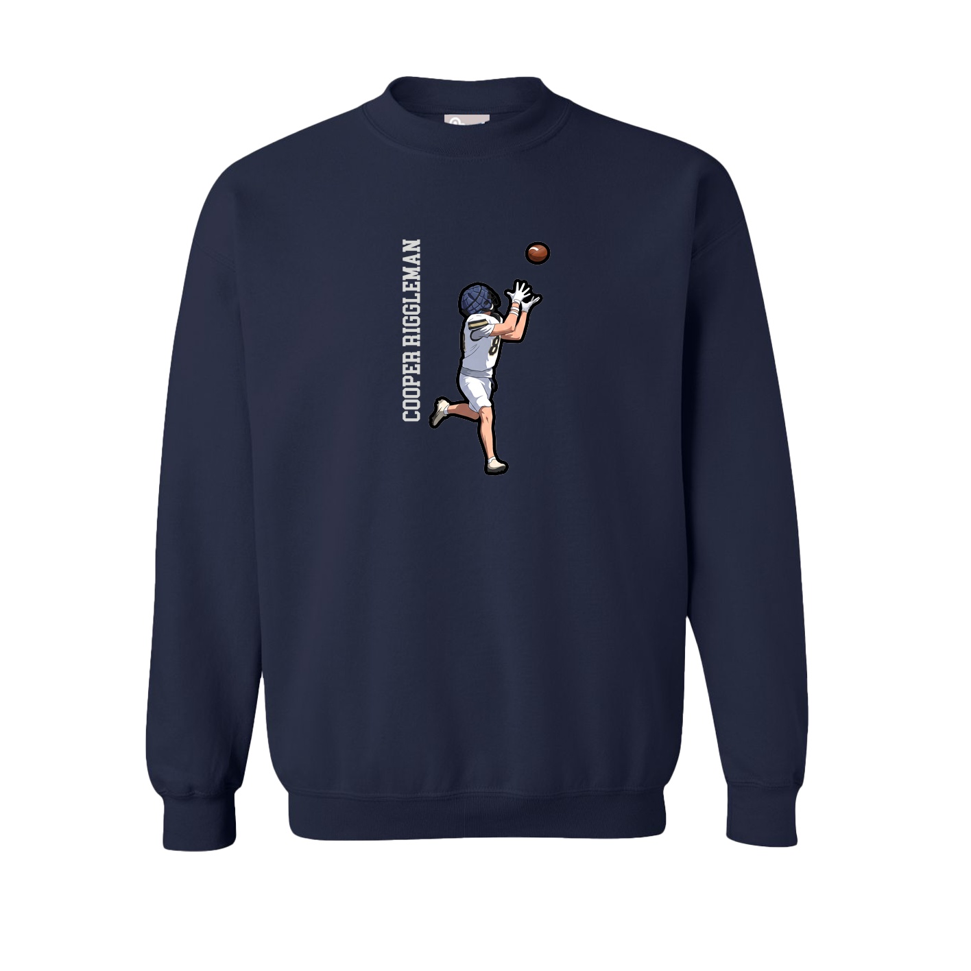 Fleece Crew — Name Vertical in Navy