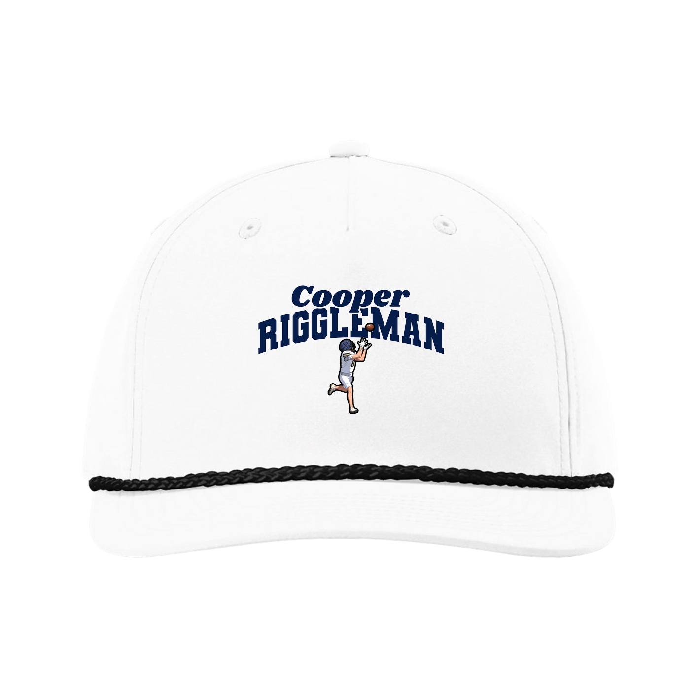 Five-Panel Classic Rope Cap — Signature Arch in White