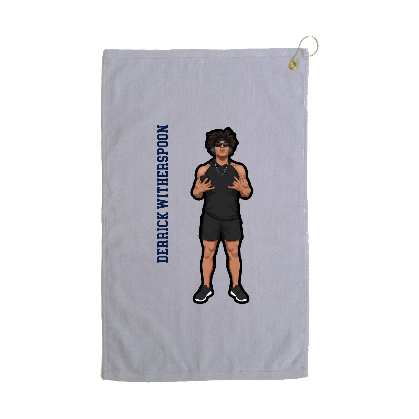 Golf Towel — Name Vertical in Grey