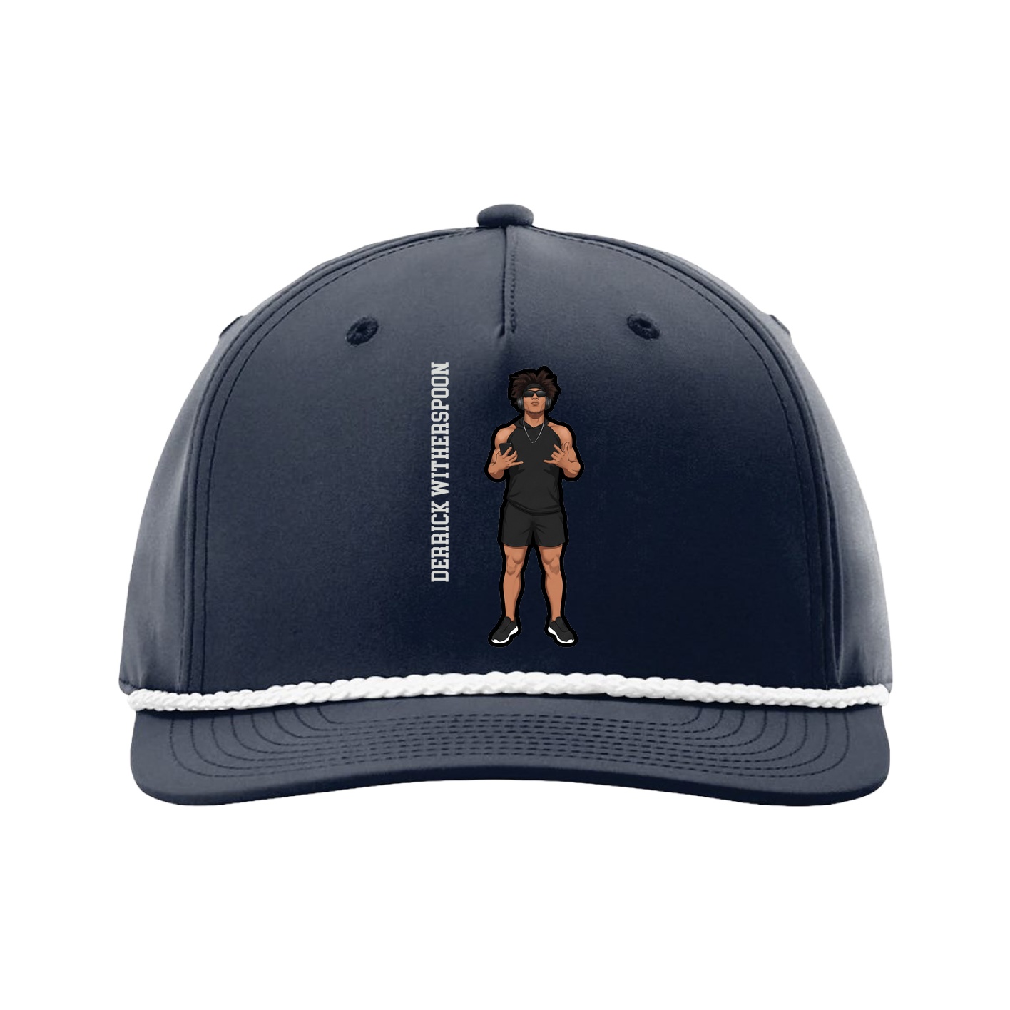 Five-Panel Classic Rope Cap — Name Vertical in Navy