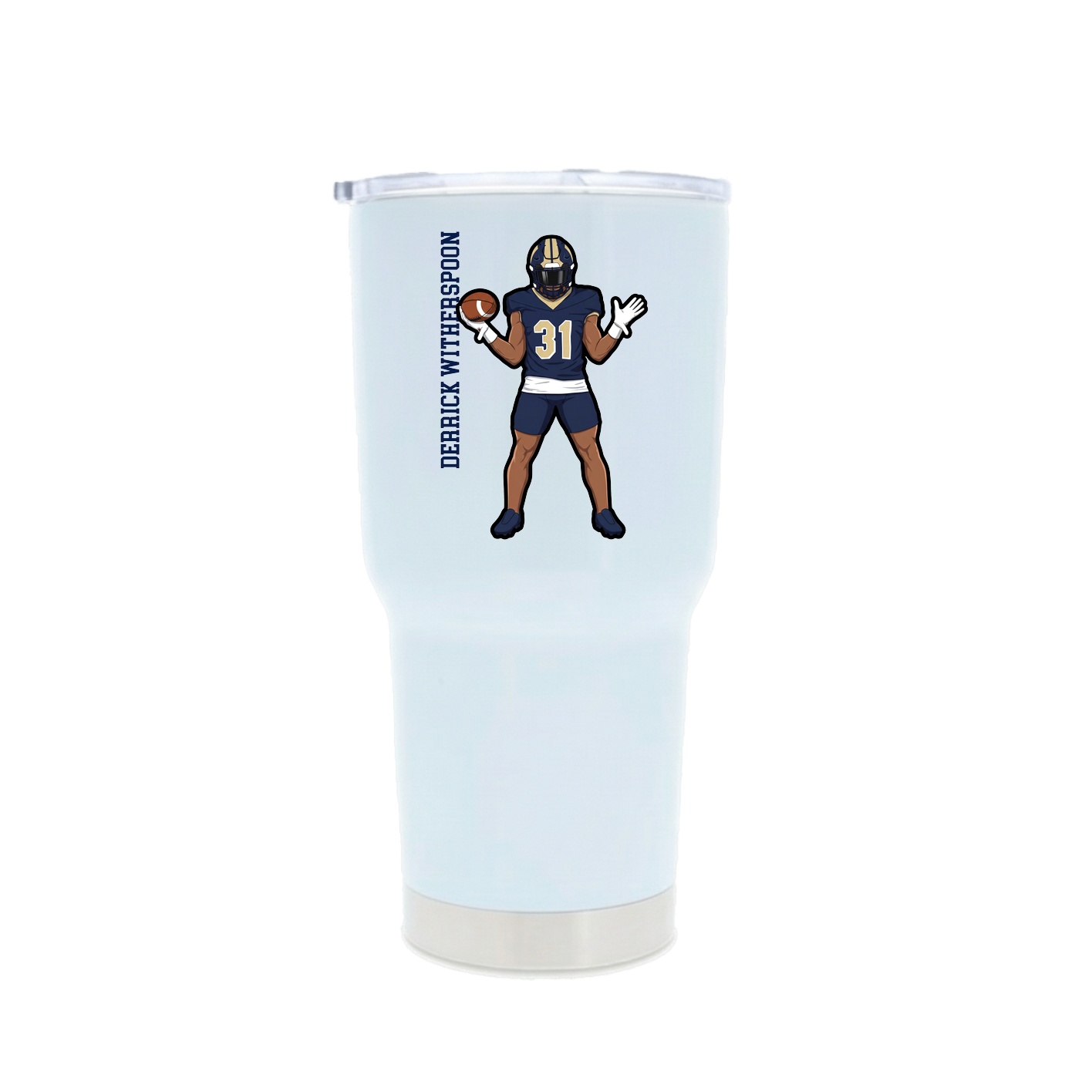 30oz Stainless Steel Tumbler — Name Vertical in White