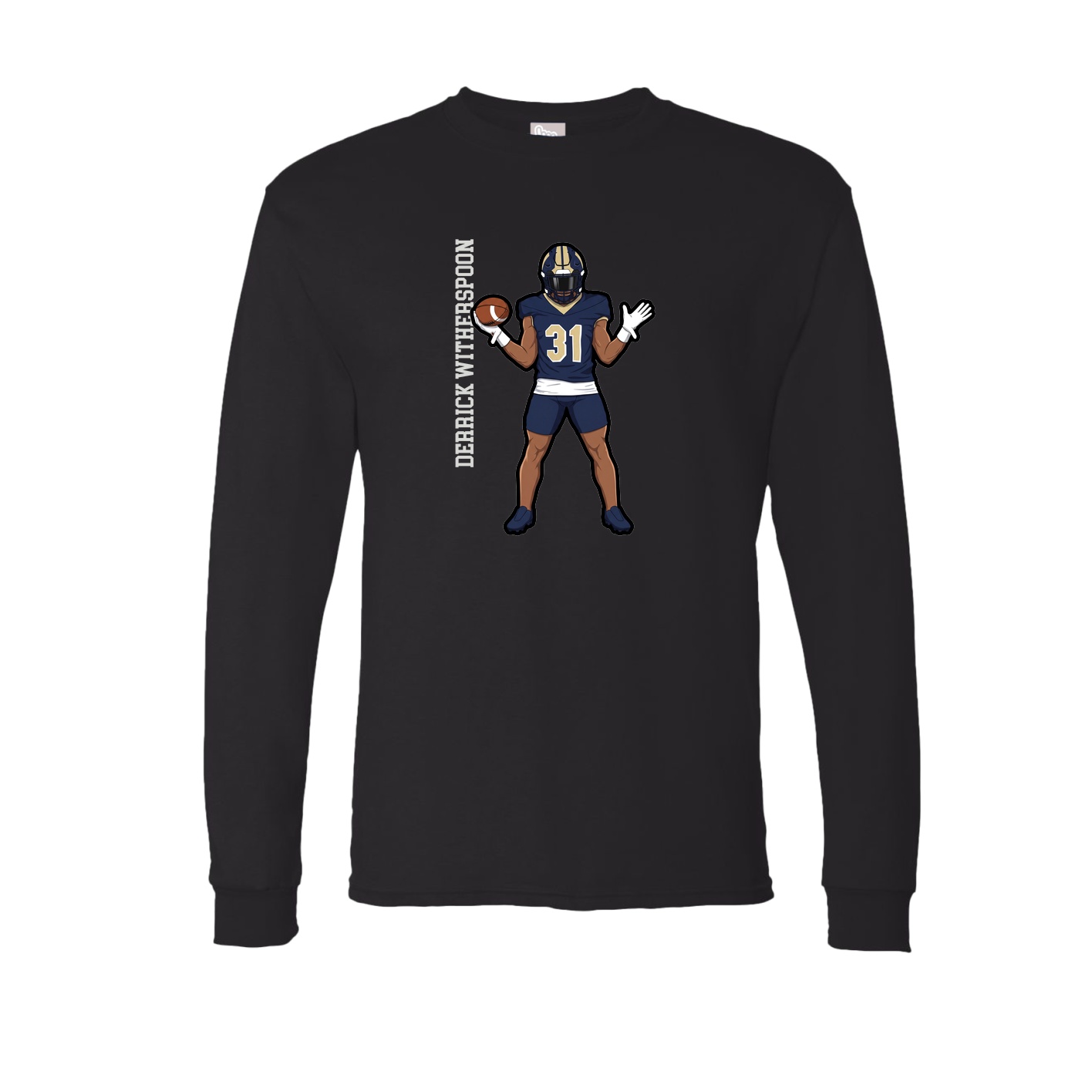 Long Sleeve Tee — Name Vertical in Black