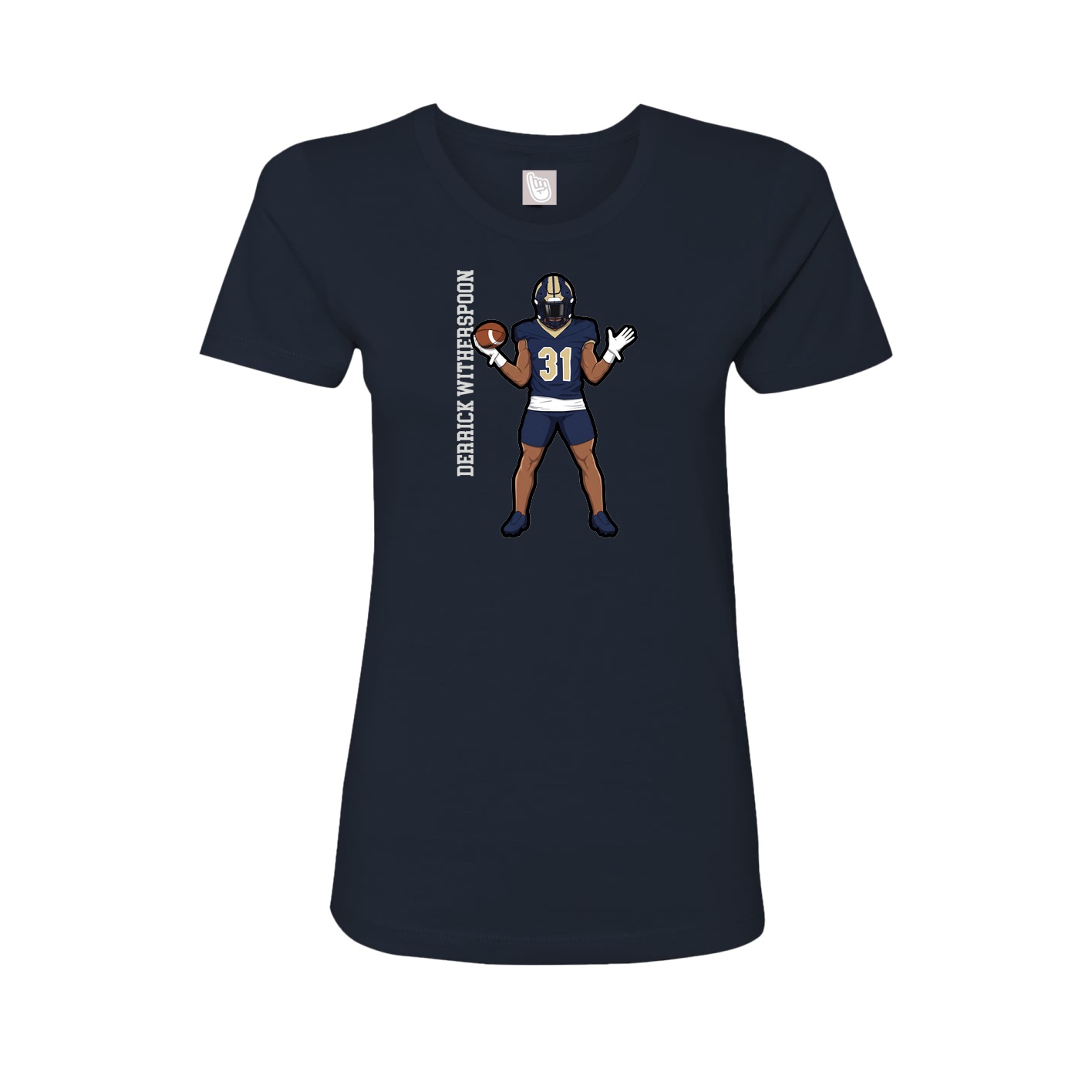 Fitted Women's Tee — Name Vertical in Navy