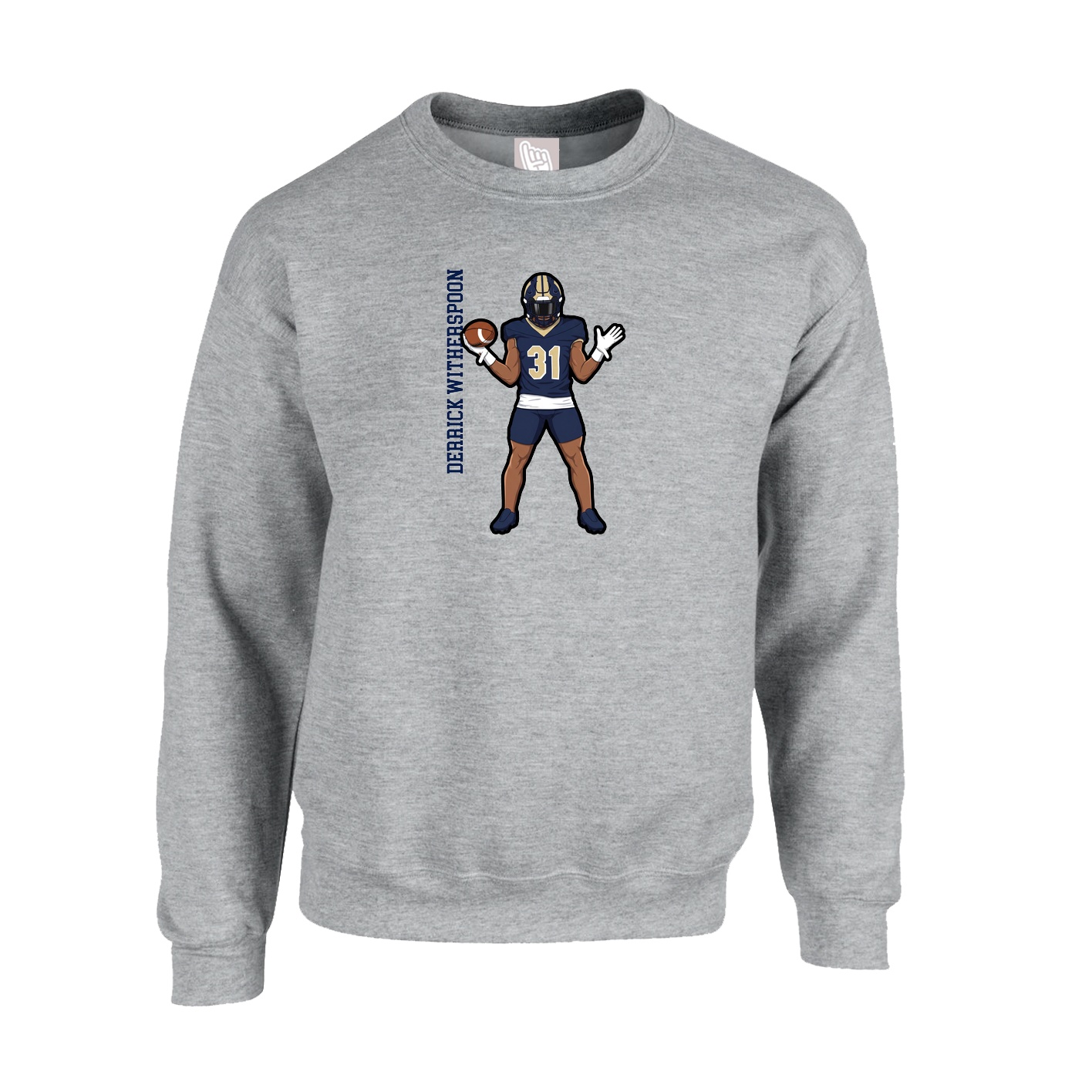 Fleece Crew — Name Vertical in Grey