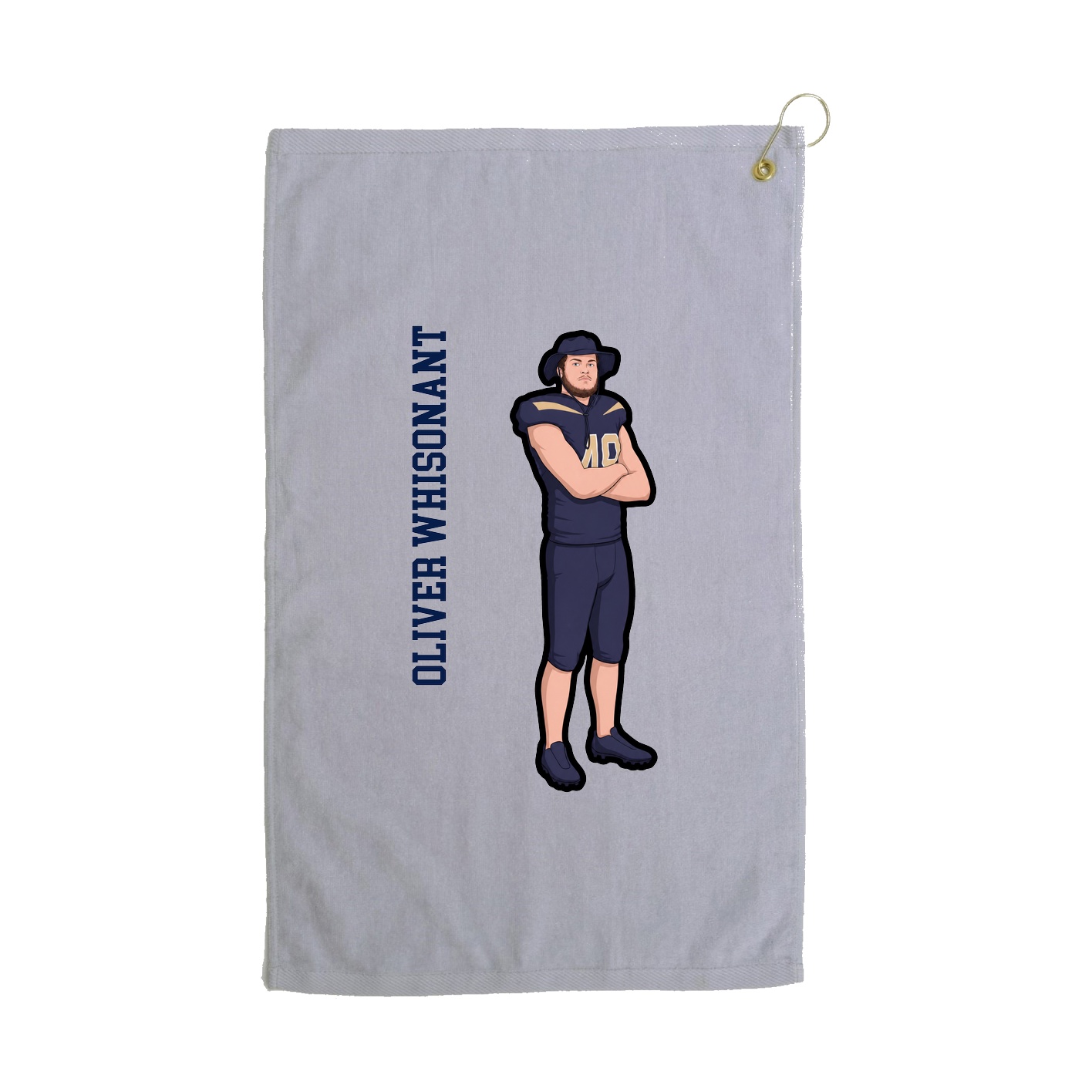 Golf Towel — Name Vertical in Grey