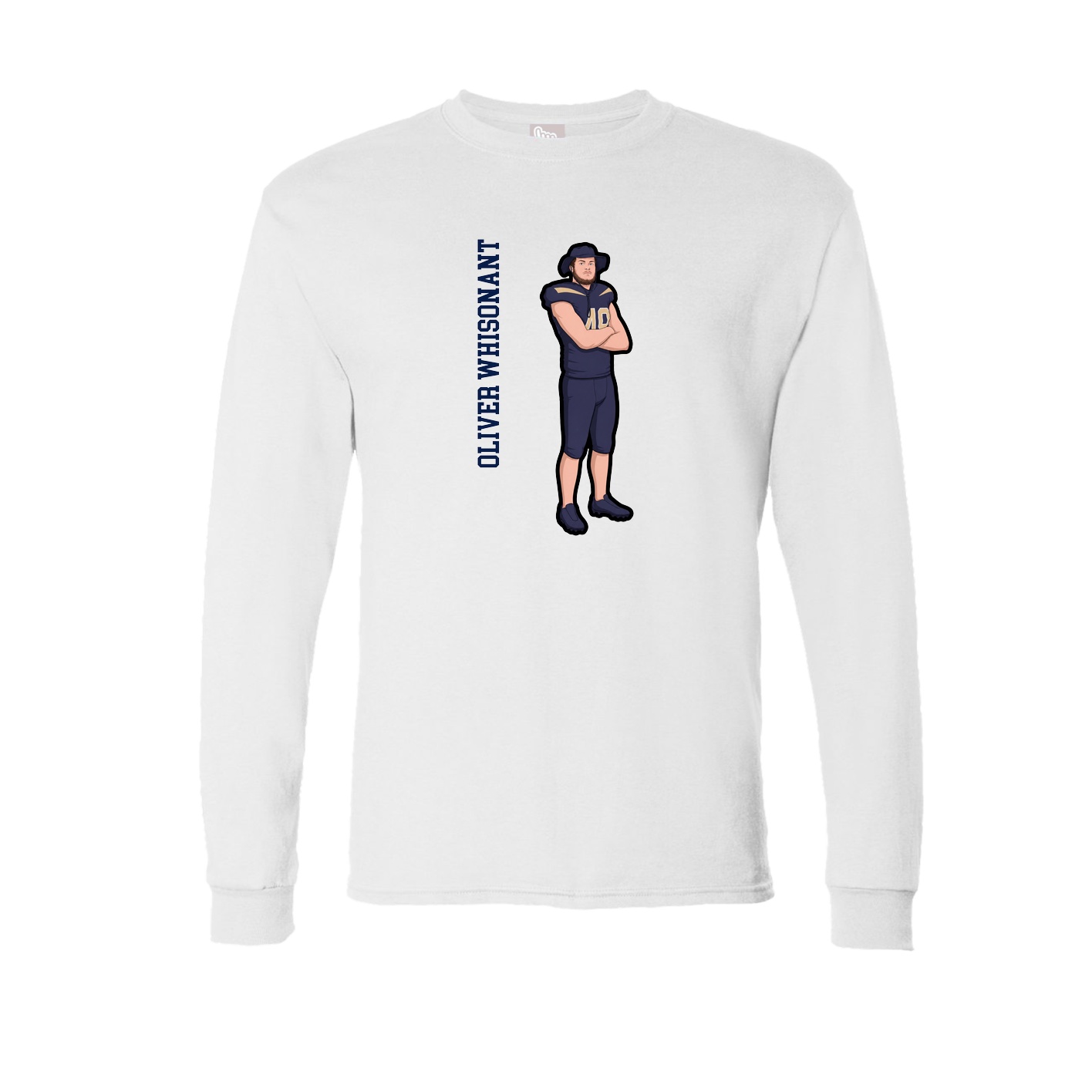 Long Sleeve Tee — Name Vertical in White