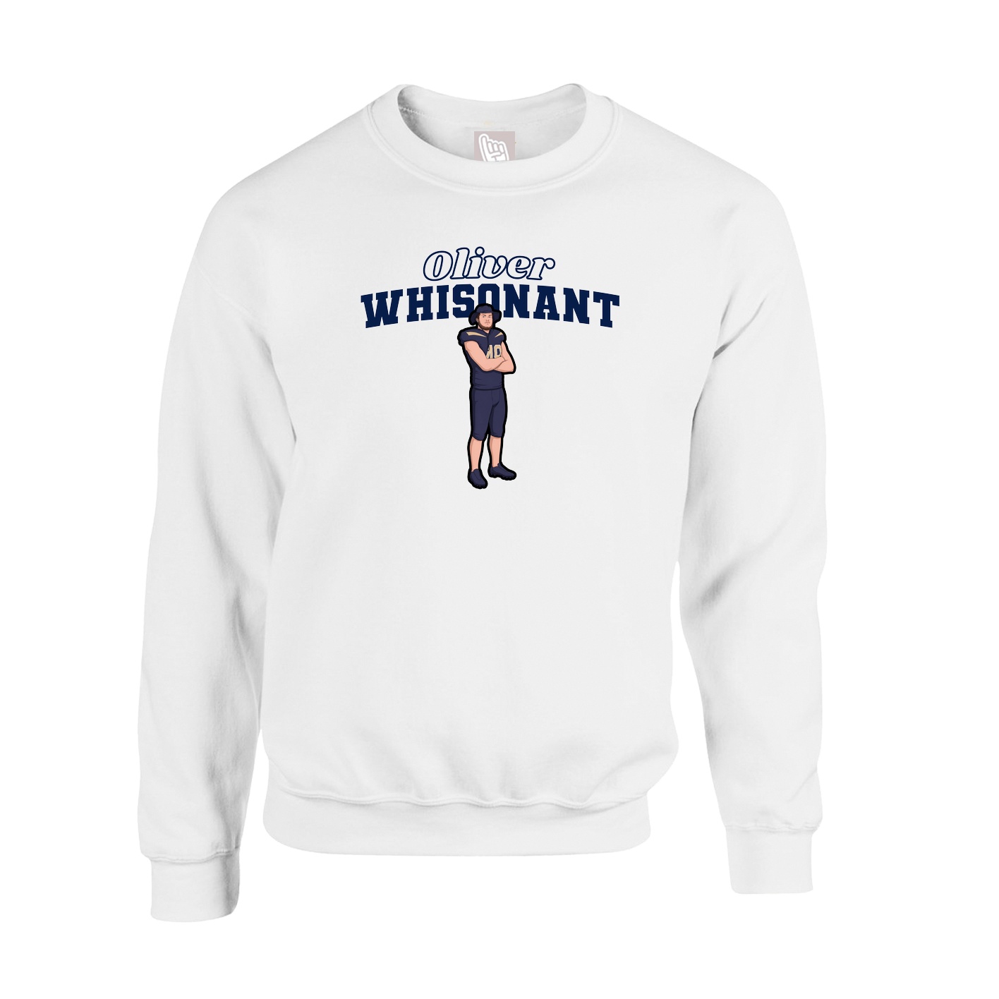 Fleece Crew — Name Arch in White