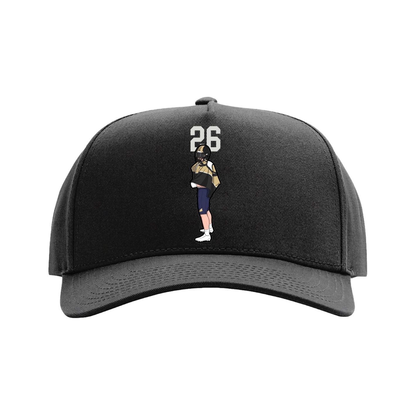 Full Fabric Five-Panel Champ Cap — Number Top in Black