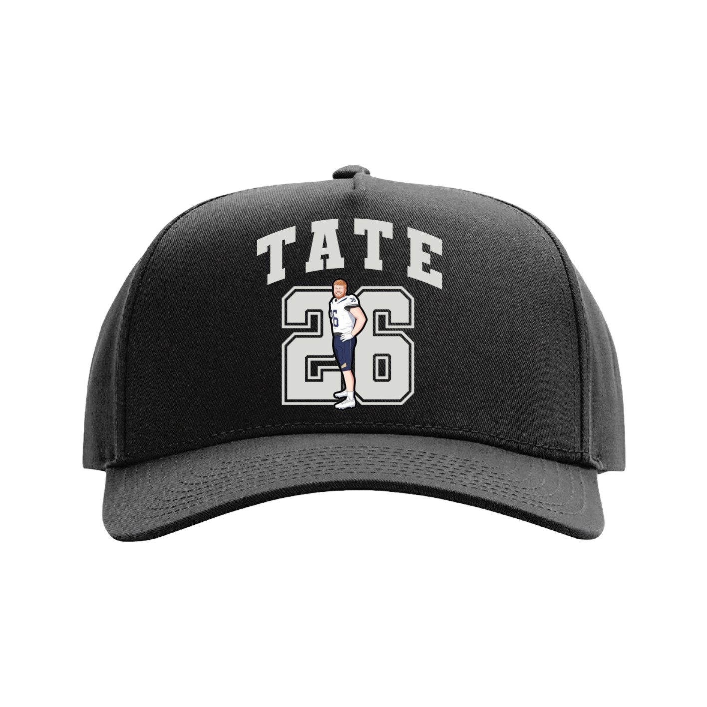 Full Fabric Five-Panel Champ Cap — Number in Black