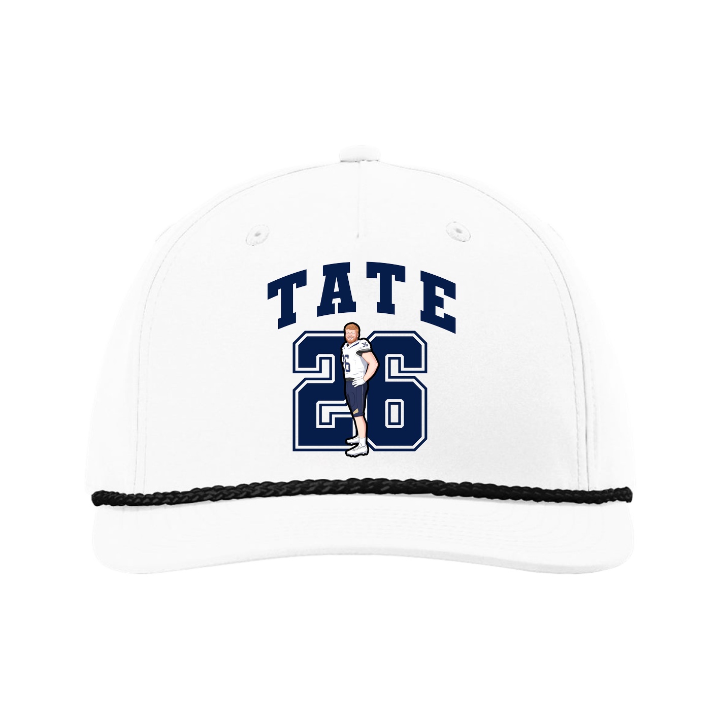 Five-Panel Classic Rope Cap — Number in White