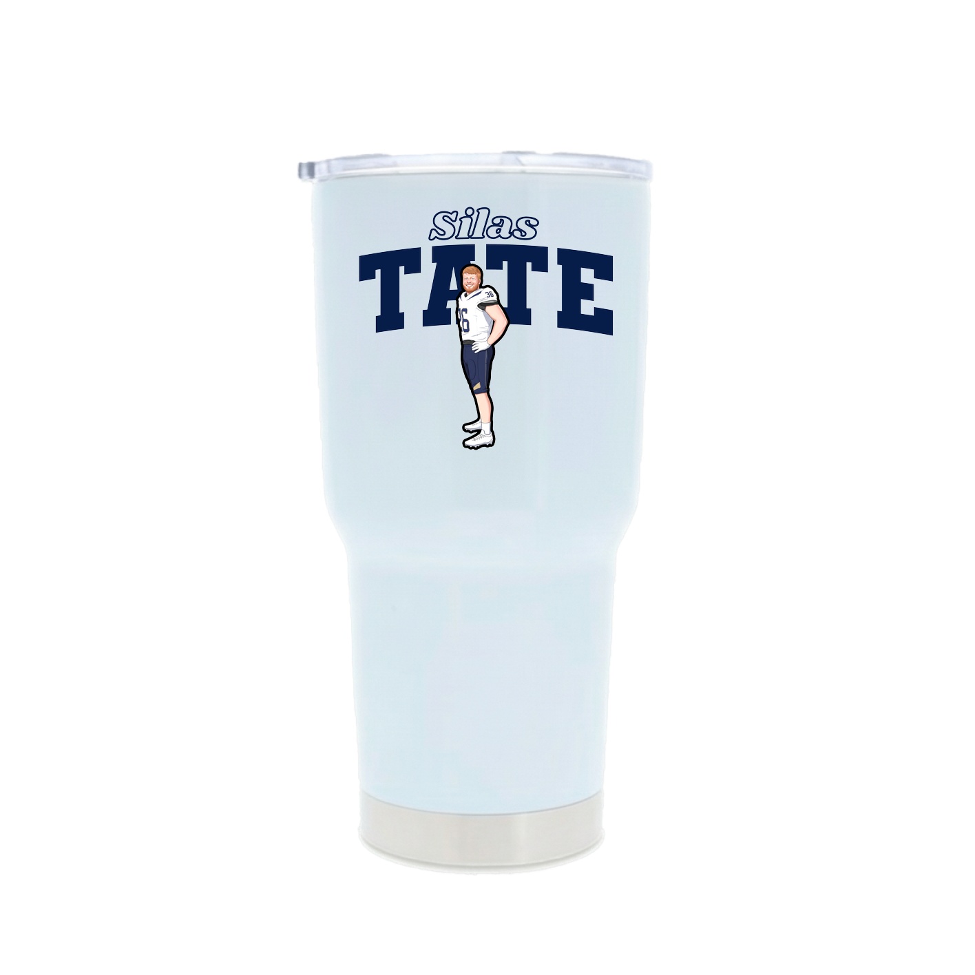 30oz Stainless Steel Tumbler — Name Arch in White