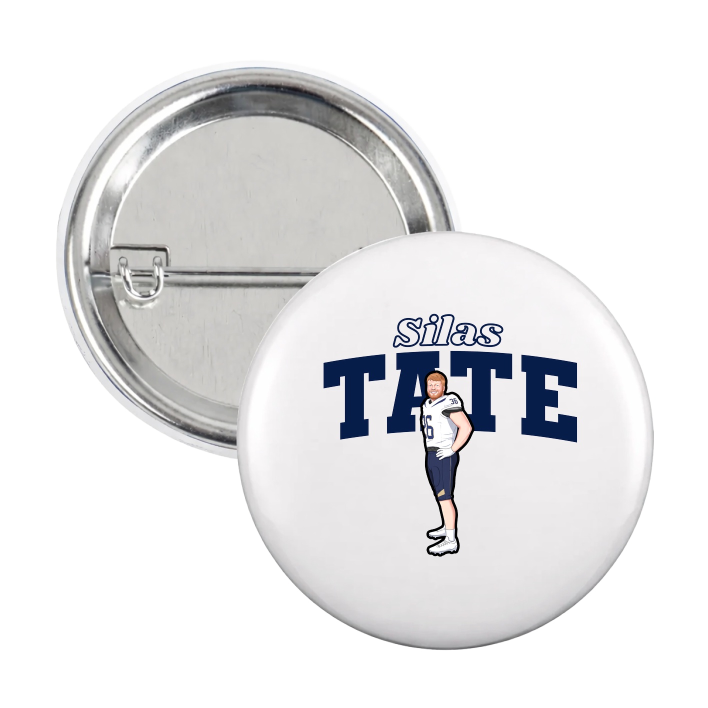 Game Day Button — Name Arch in White