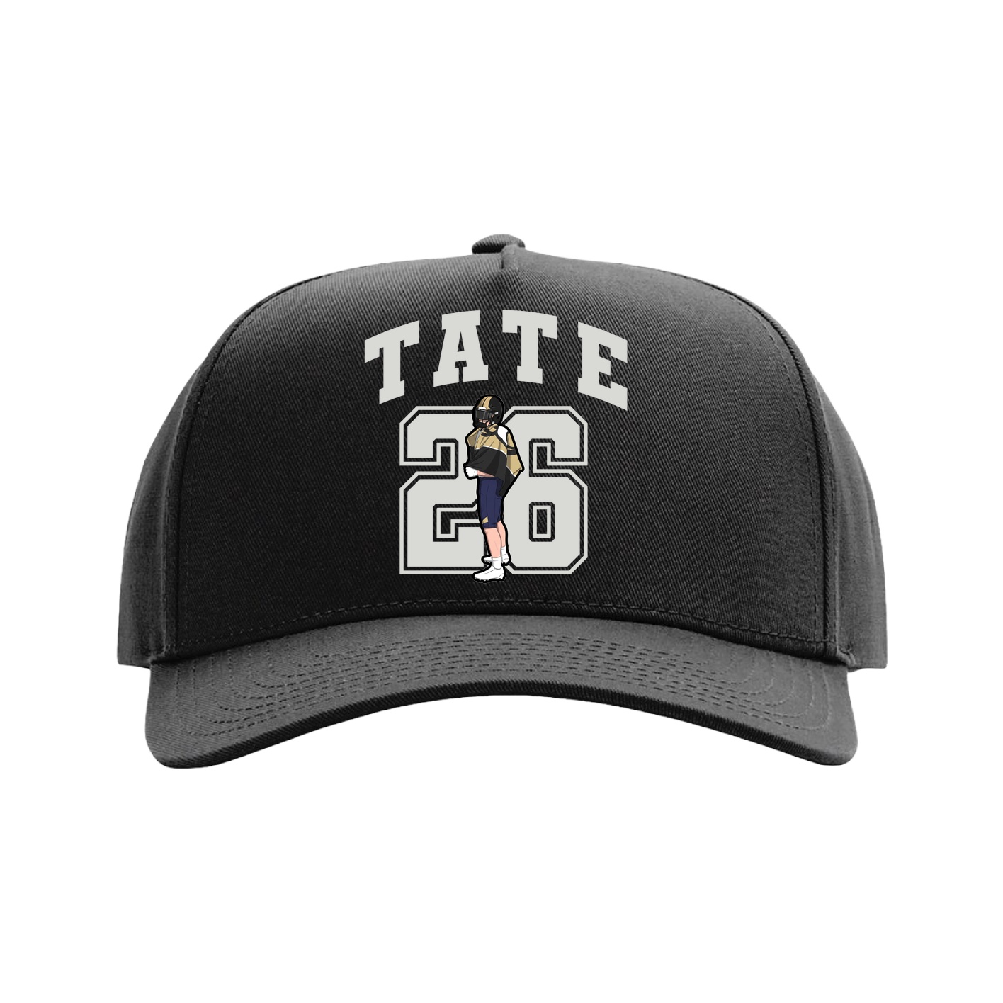 Full Fabric Five-Panel Champ Cap — Number in Black