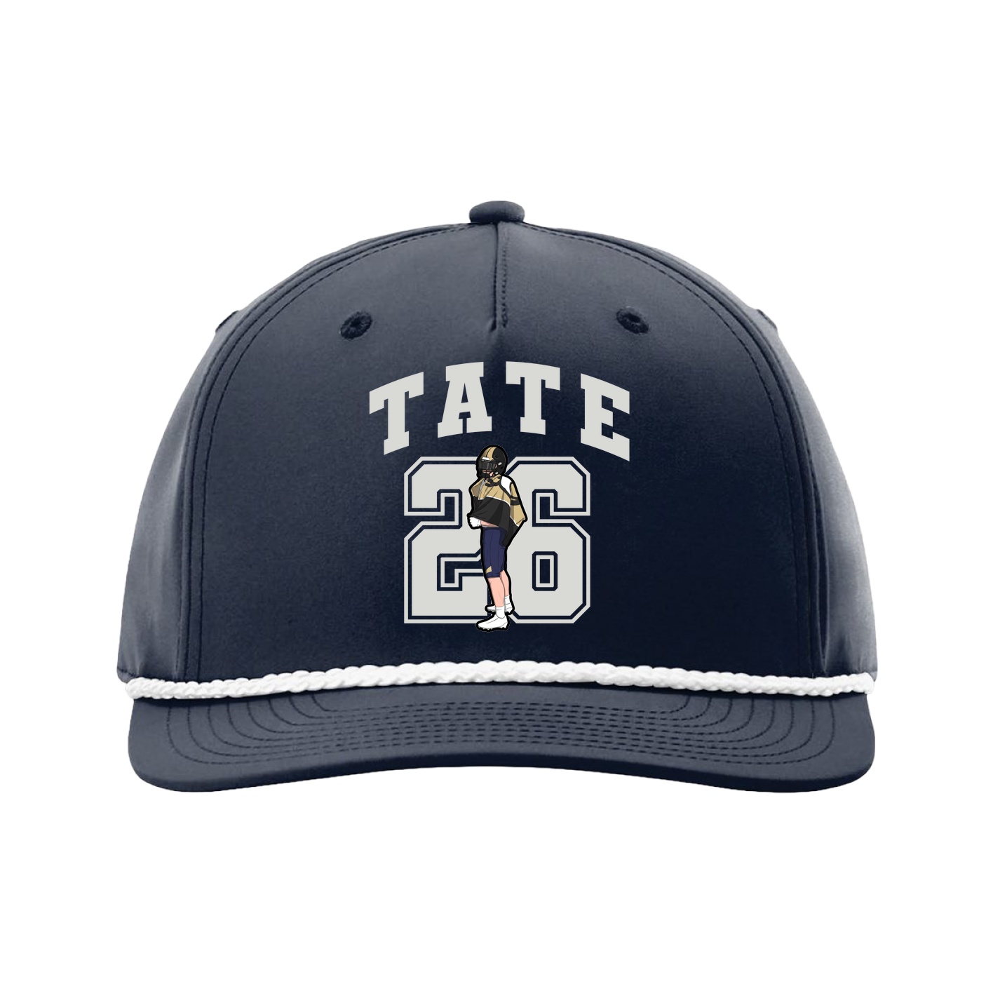Five-Panel Classic Rope Cap — Number in Navy
