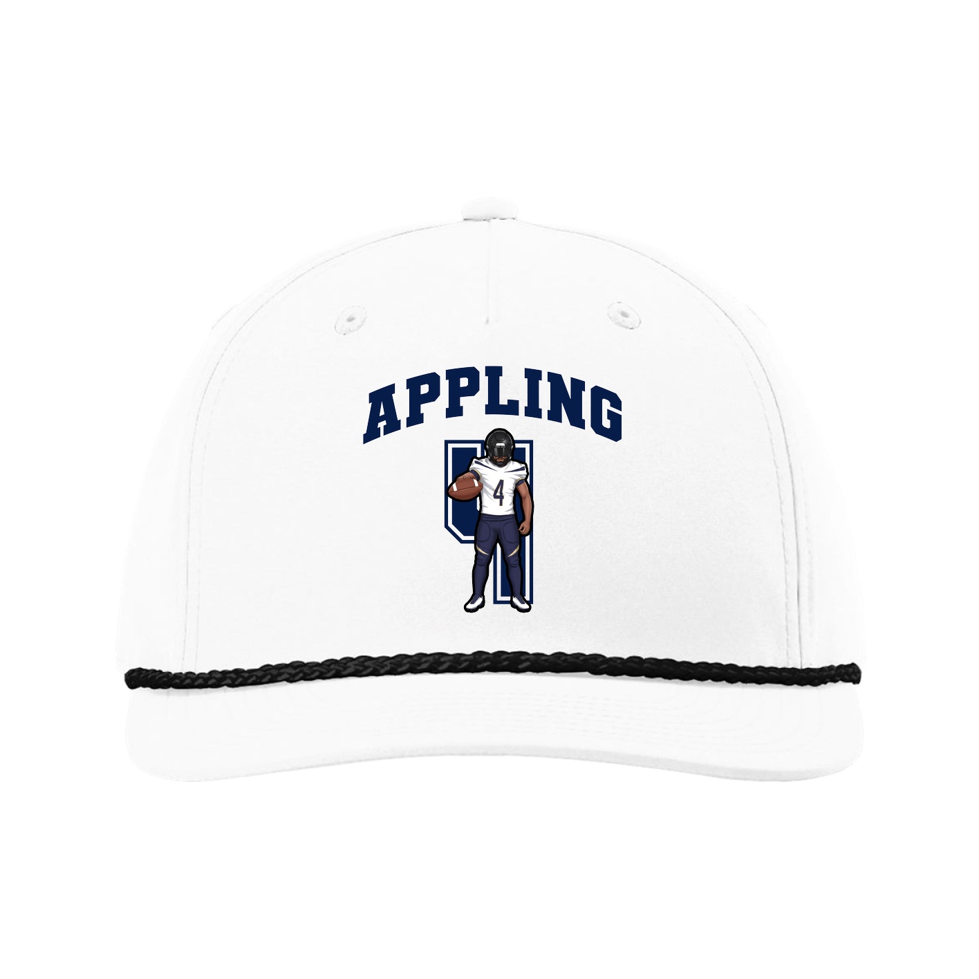 Five-Panel Classic Rope Cap — Number in White