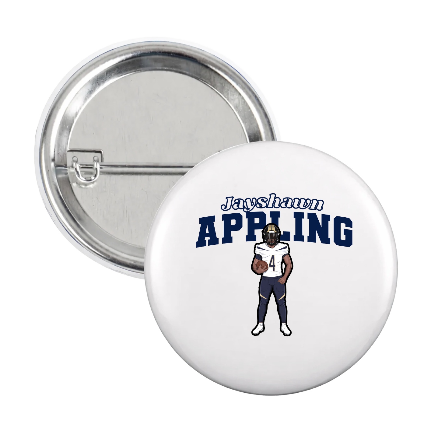 Game Day Button — Name Arch in White