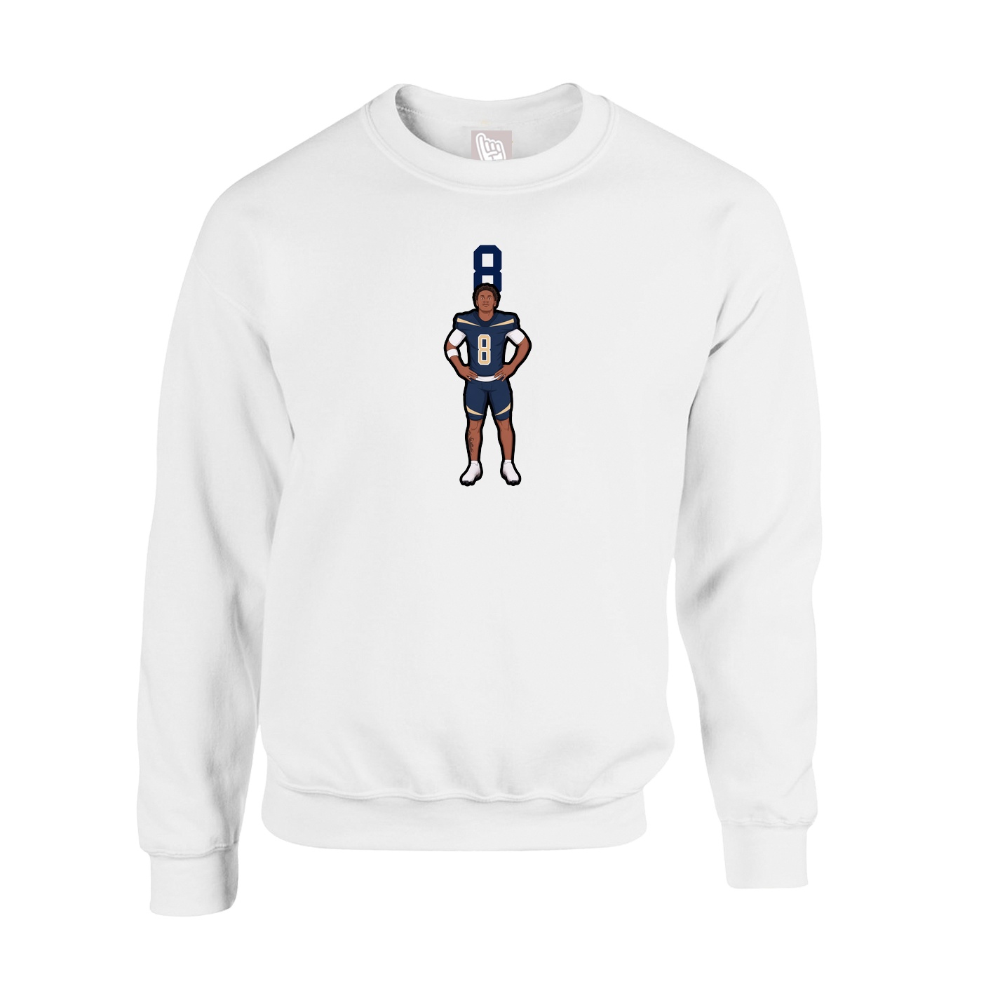 Fleece Crew — Number Top in White
