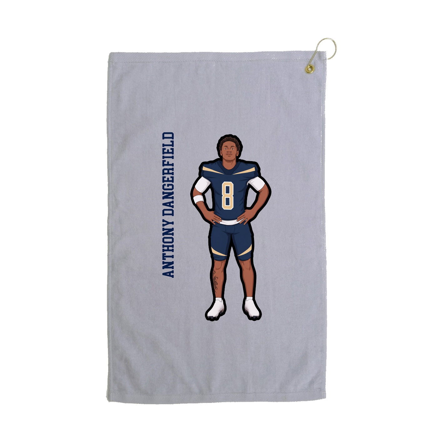 Golf Towel — Name Vertical in Grey