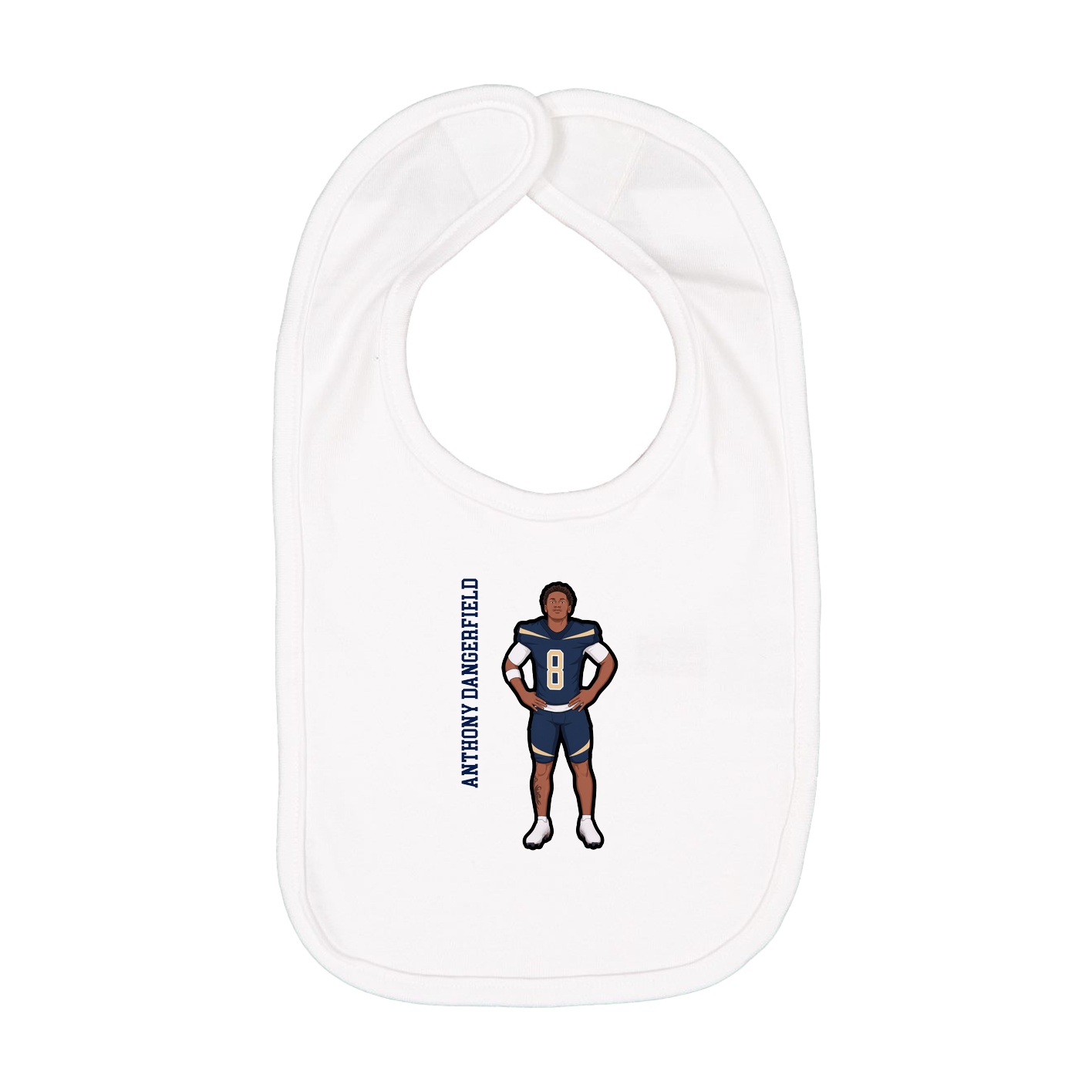 Infant Bib — Name Vertical in White