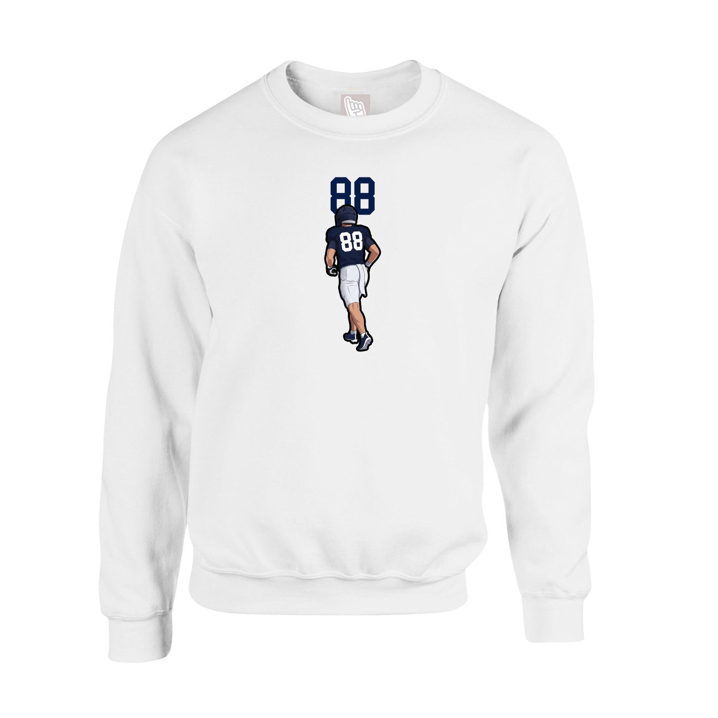 Fleece Crew — Number Top in White