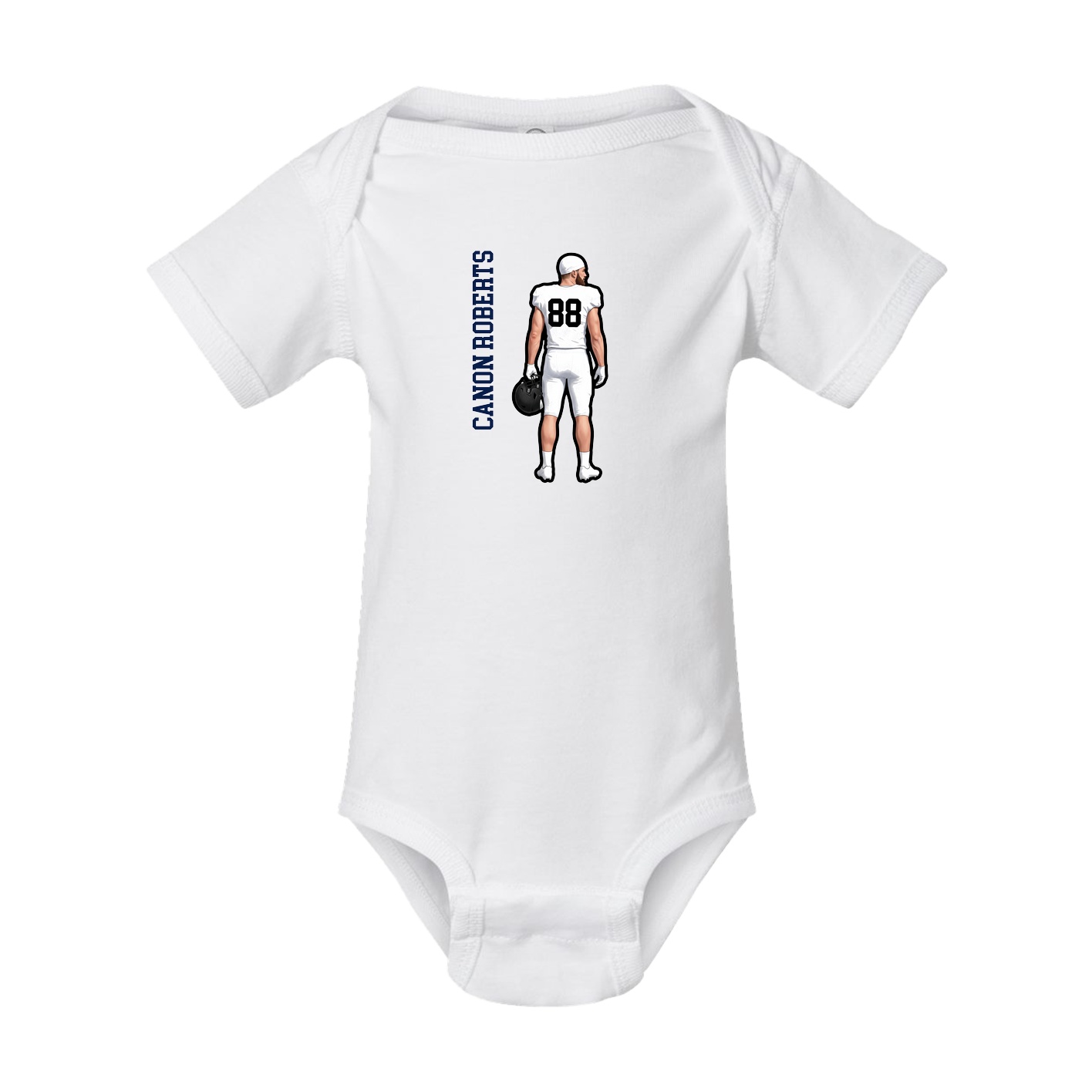 Baby Onesie — Name Vertical in White