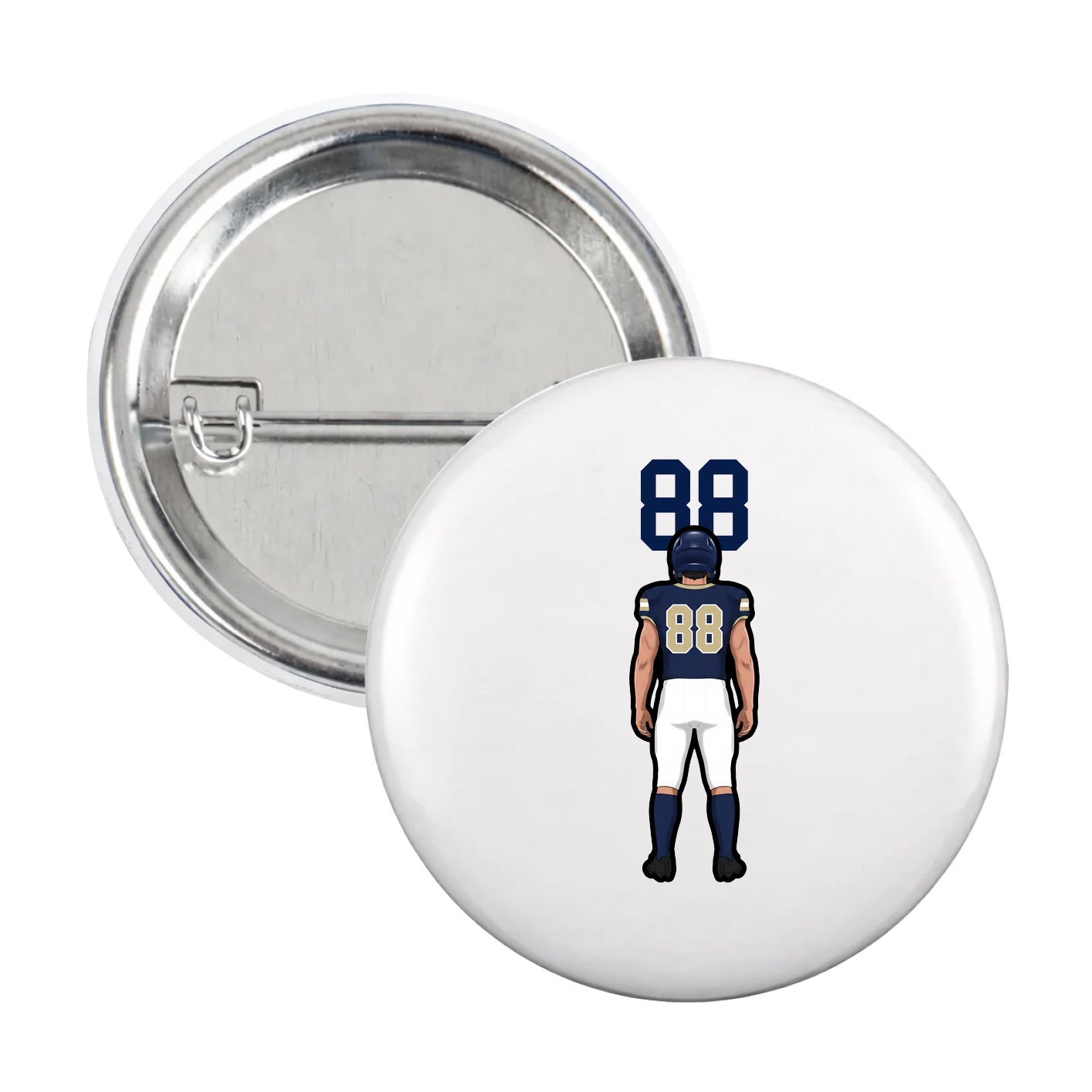 Game Day Button — Number Top in White