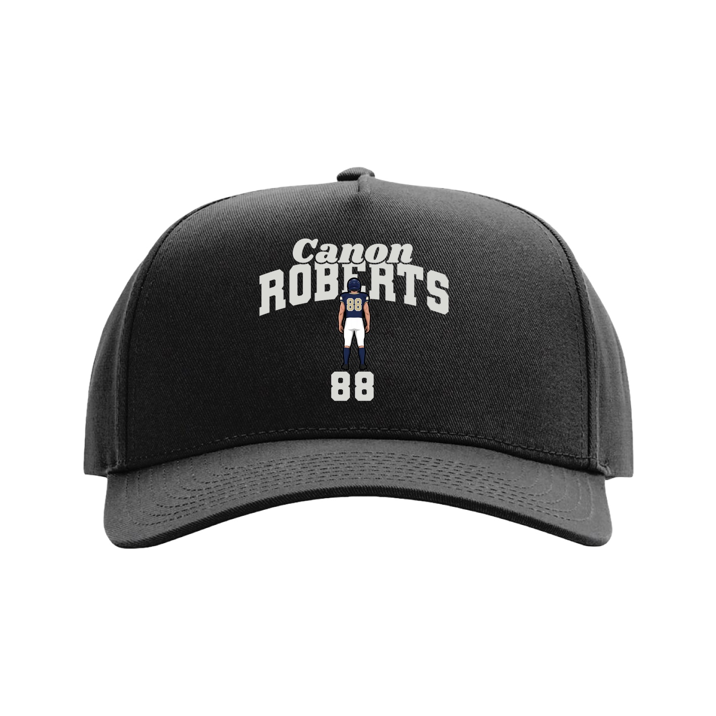 Full Fabric Five-Panel Champ Cap — Signature Arch in Black