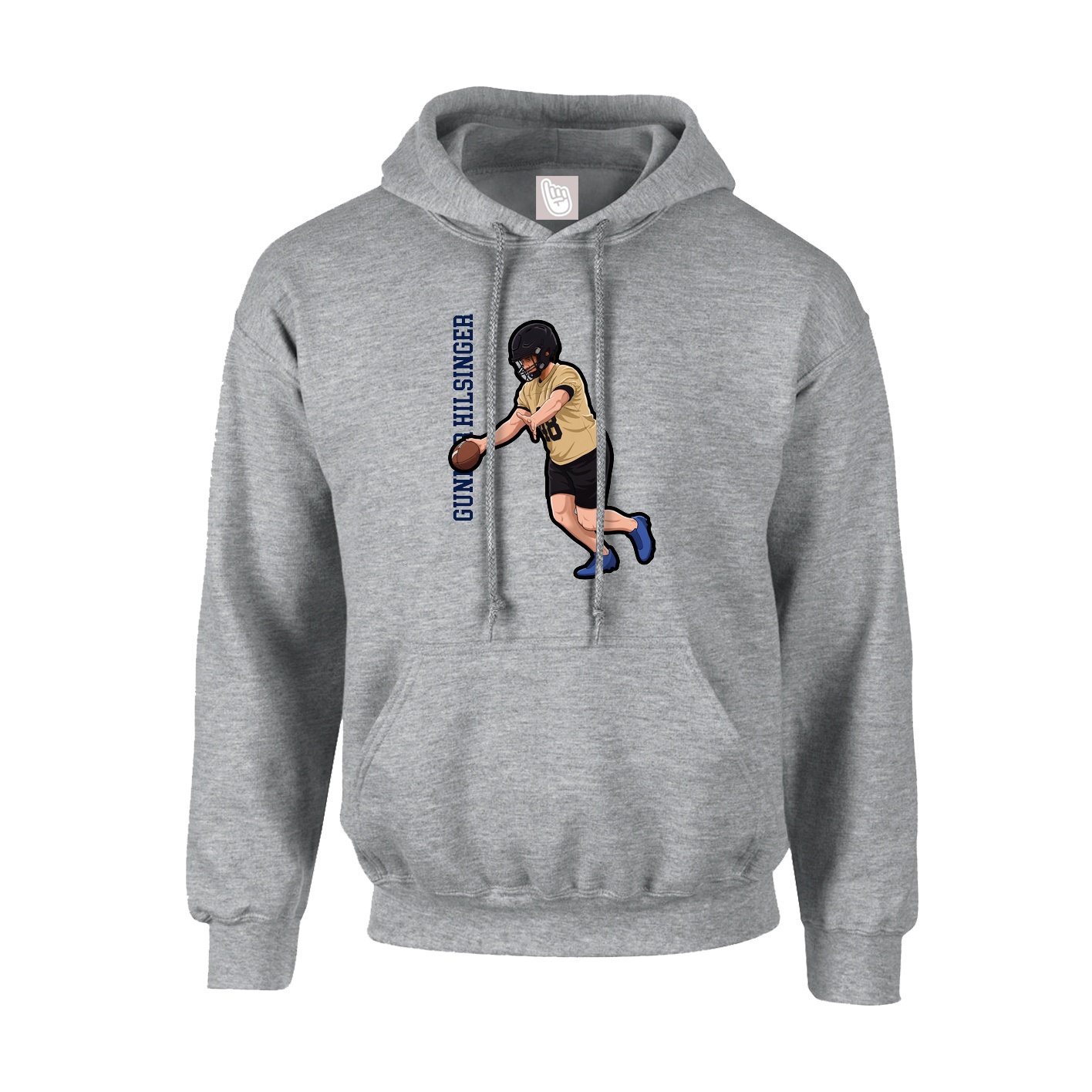 Youth Hoodie — Name Vertical in Grey