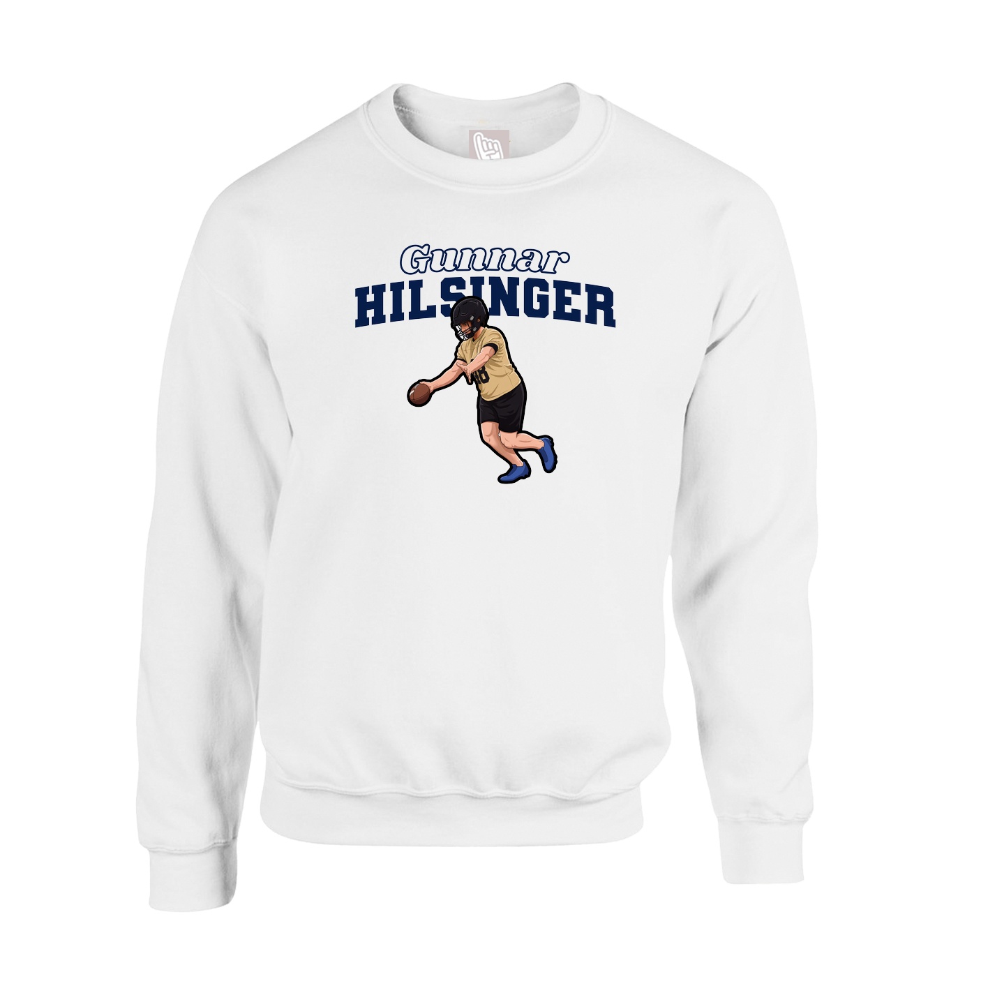 Fleece Crew — Name Arch in White