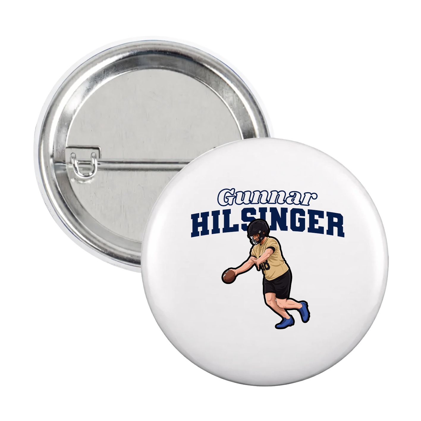 Game Day Button — Name Arch in White