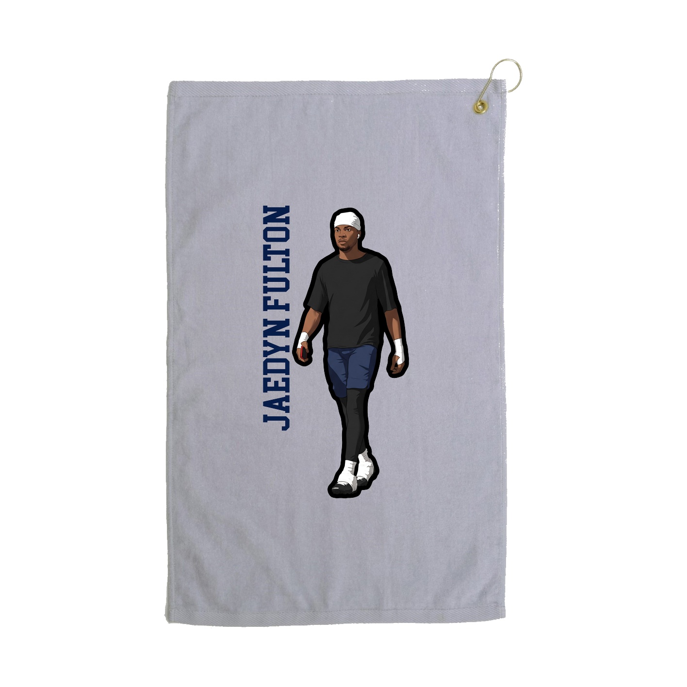 Golf Towel — Name Vertical in Grey