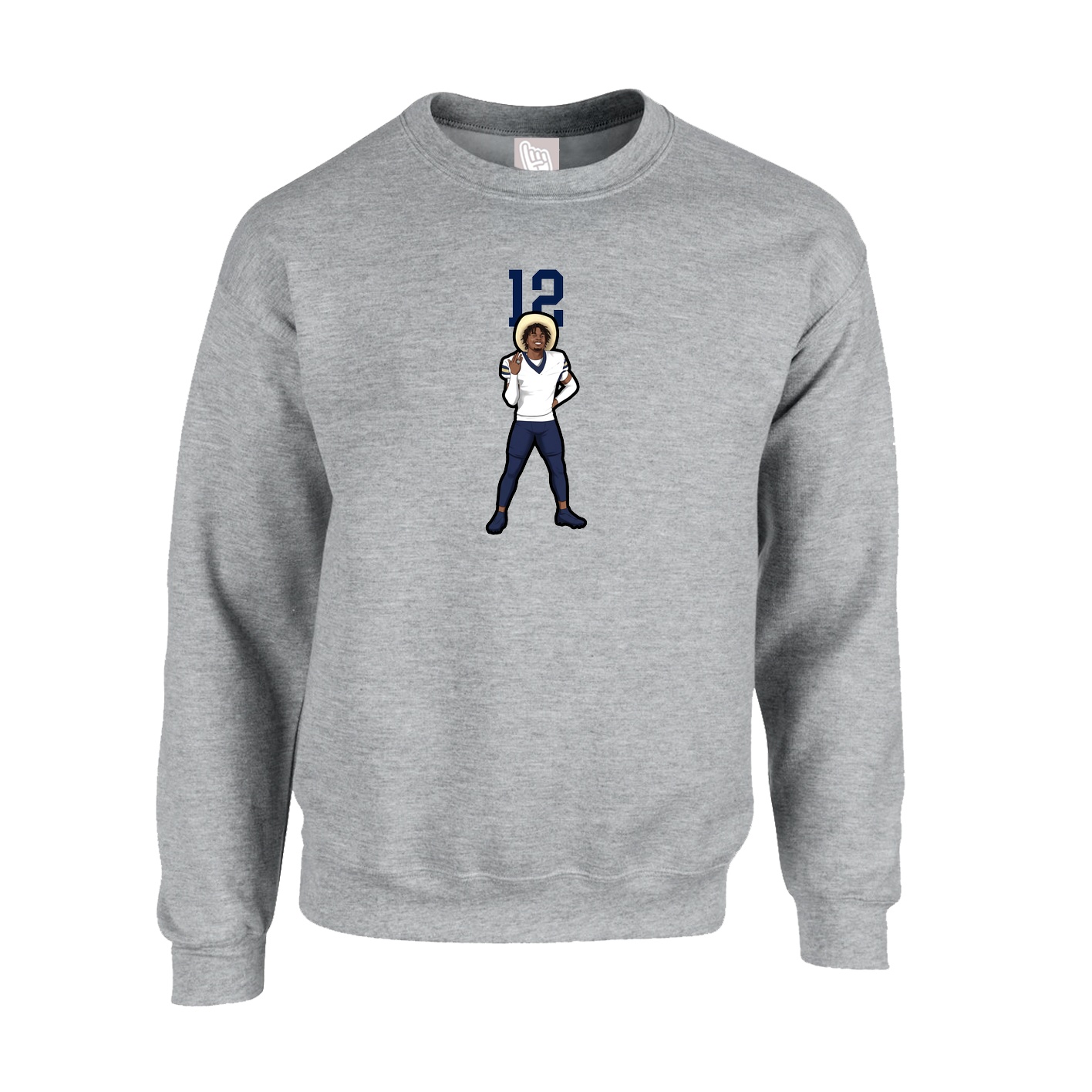 Fleece Crew — Number Top in Grey