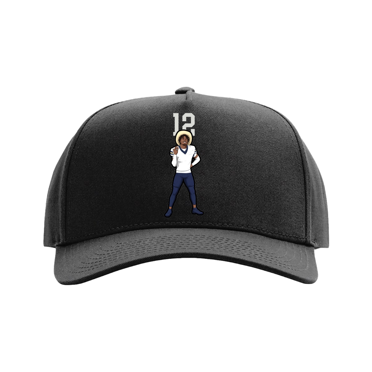 Full Fabric Five-Panel Champ Cap — Number Top in Black