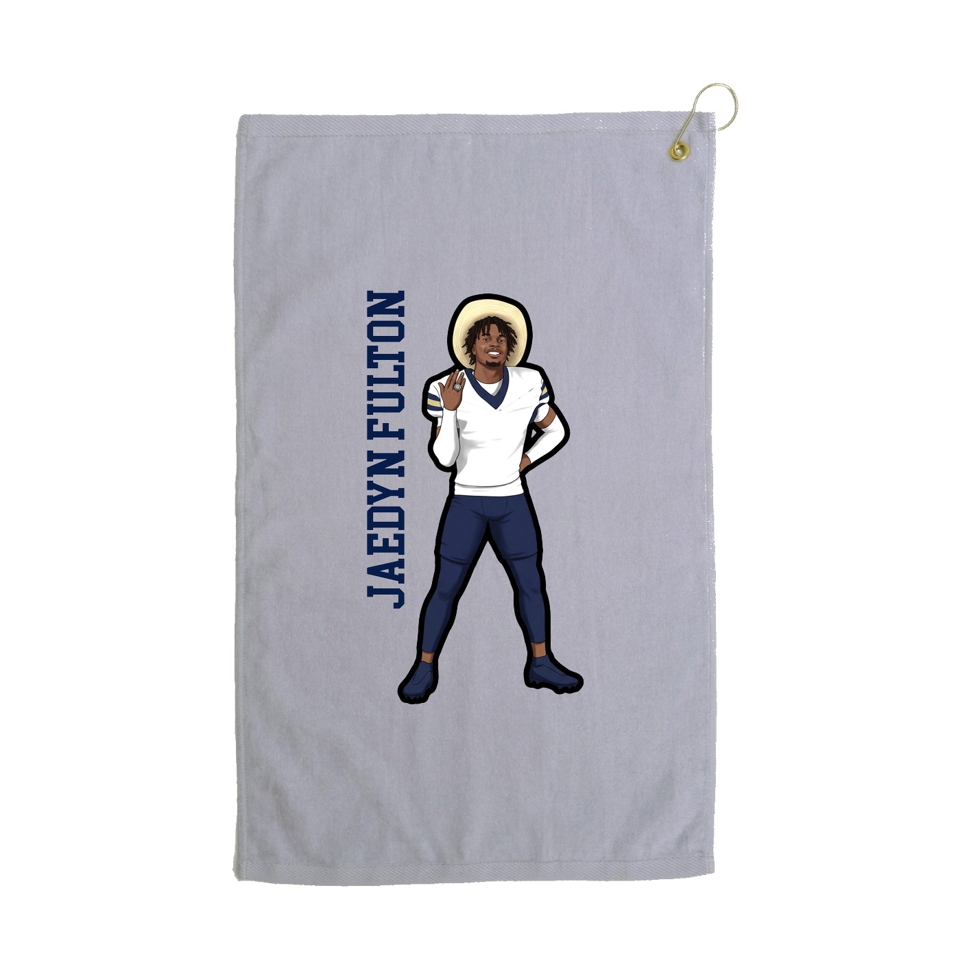 Golf Towel — Name Vertical in Grey