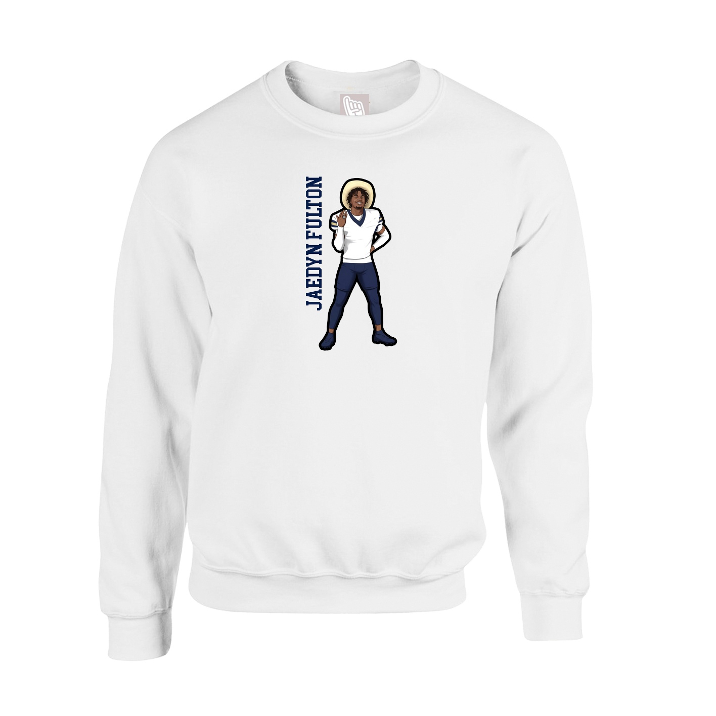 Fleece Crew — Name Vertical in White